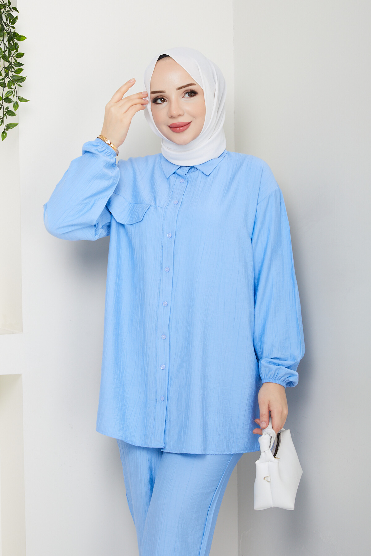 ÇLK SÜS CEP DETAYLI TAKIM - BEBE MAVİ