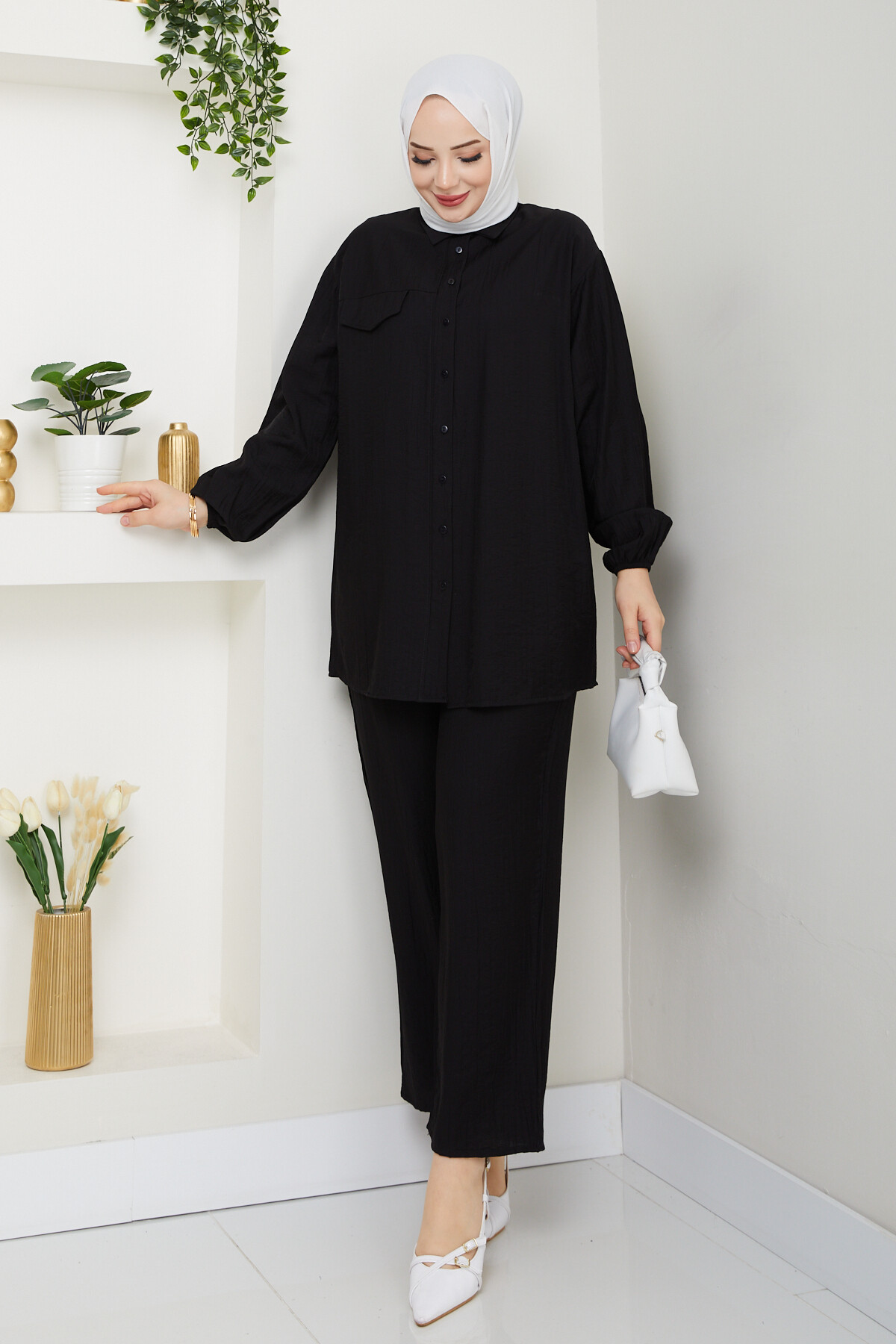 ÇLK SÜS CEP DETAYLI TAKIM - SİYAH