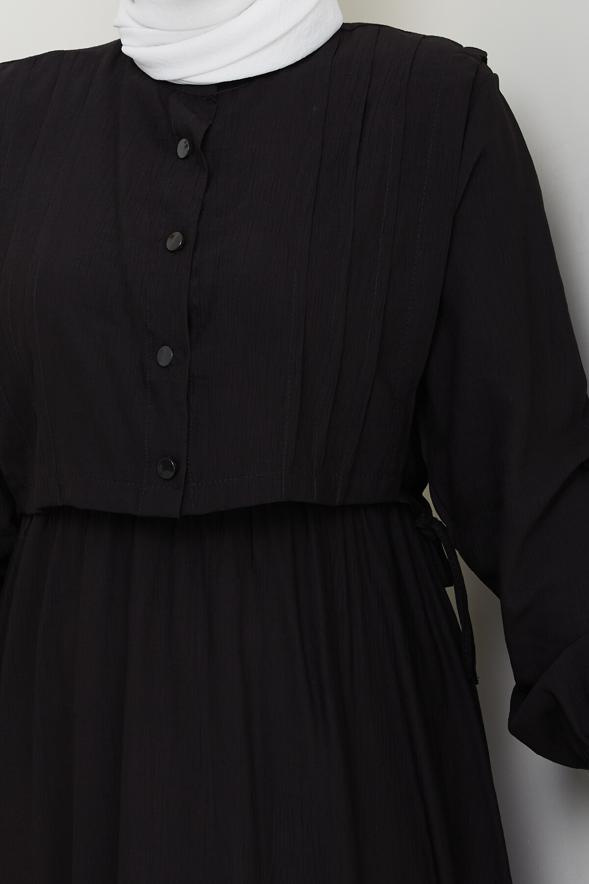 CROP BAĞLAMALI ELBİSE -SİYAH