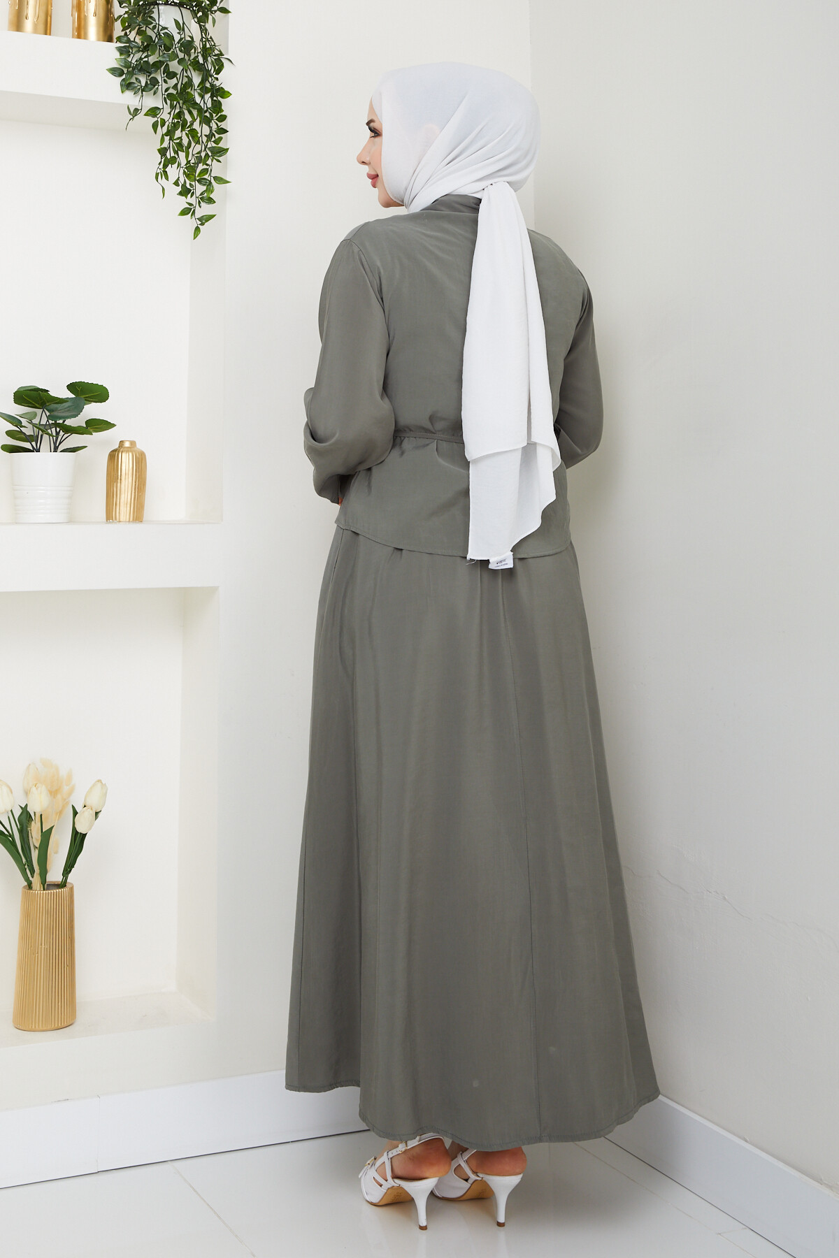 ELMAS DÜĞMELİ ETEKLİ TAKIM-HAKİ