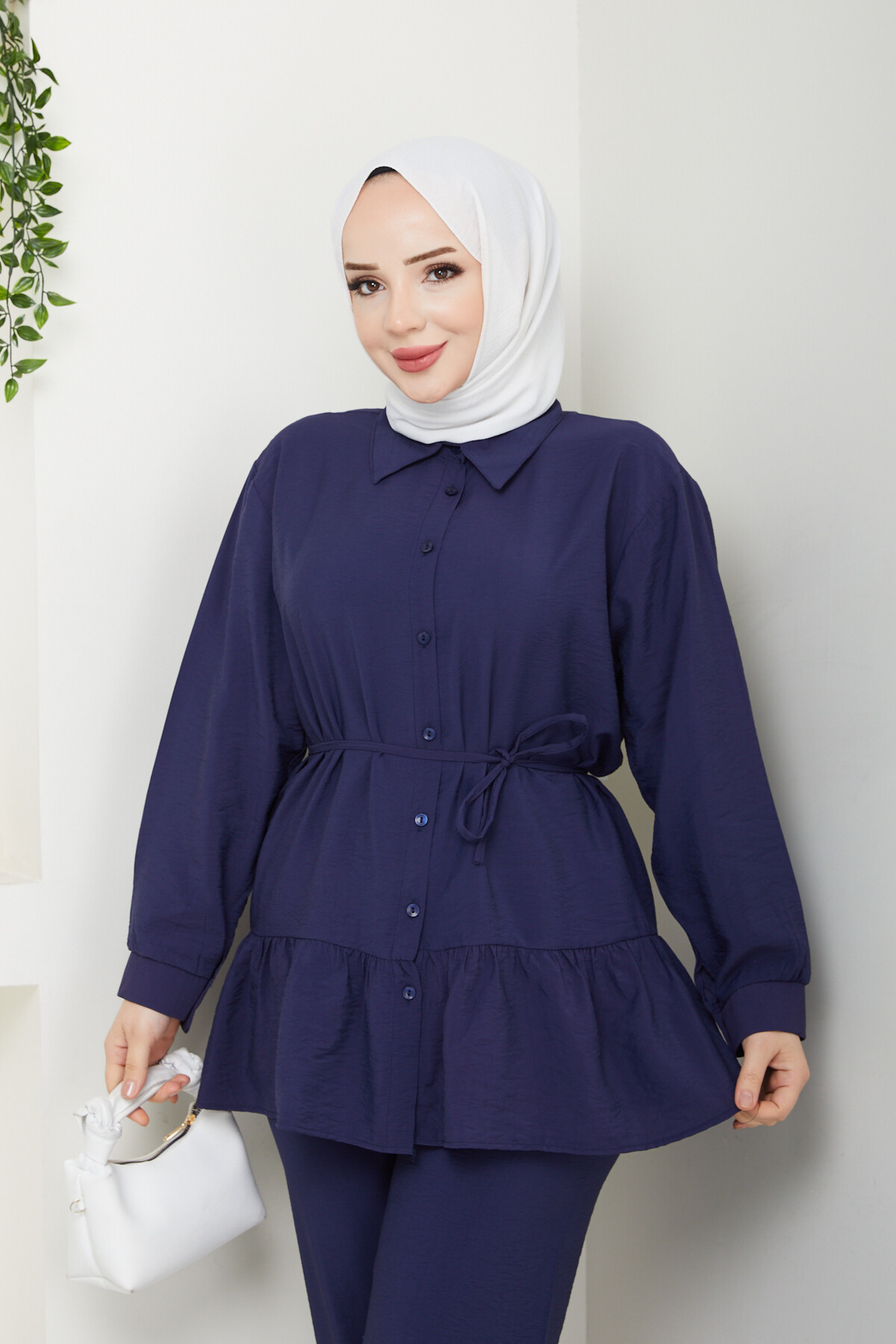 ETEK BÜZGÜ DETAY PANTOLONLU TAKIM - LACİVERT