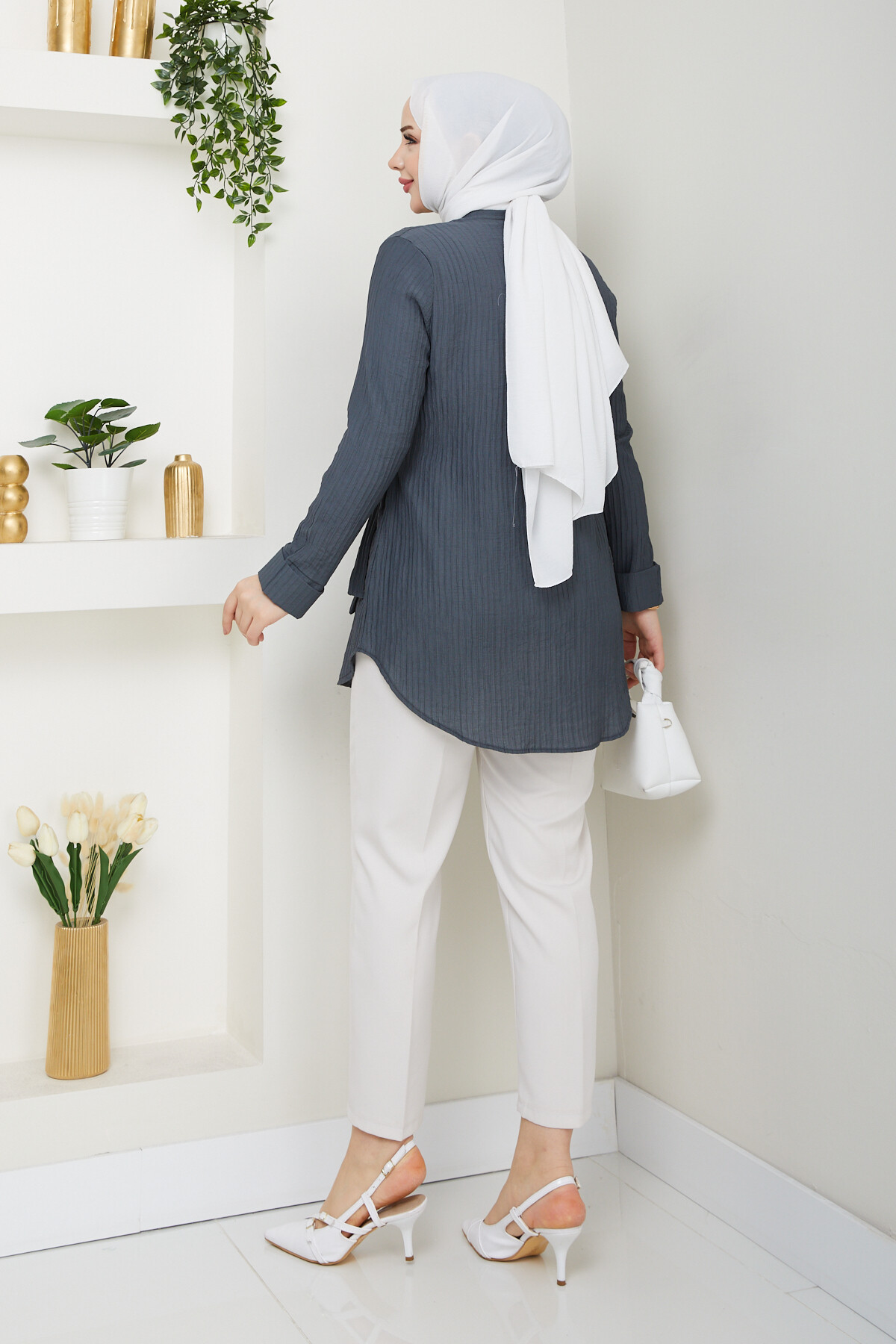 FİTİLLİ KUŞ GÖZÜ GÖMLEK-ANTRASİT