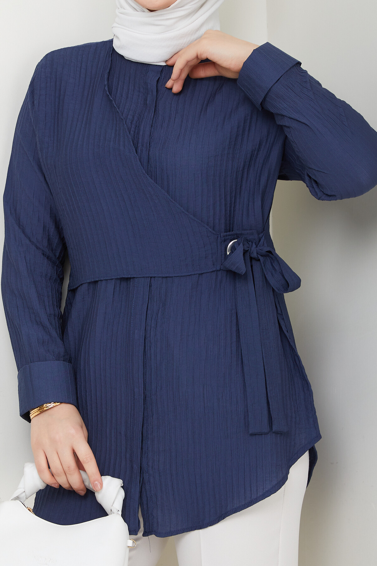 FİTİLLİ KUŞ GÖZÜ GÖMLEK-LACİVERT