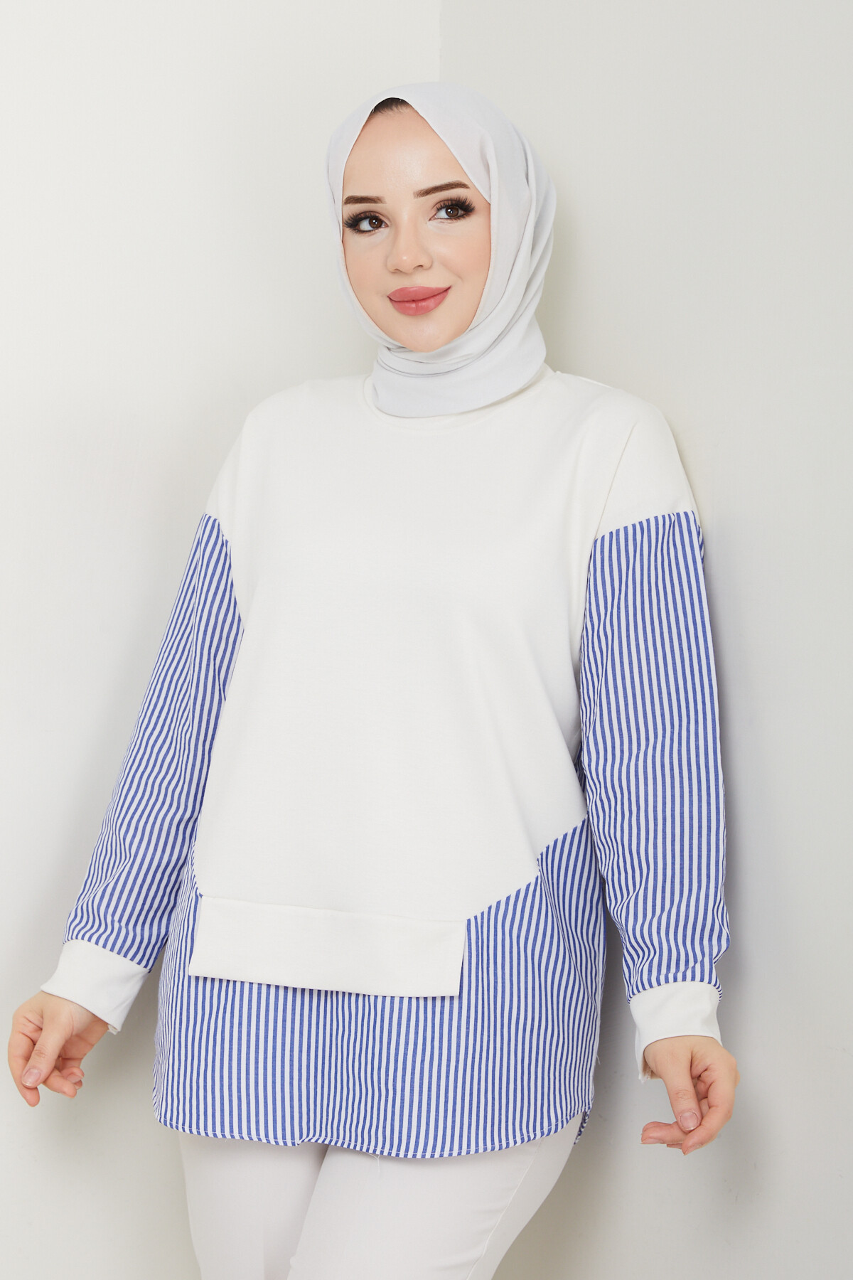 GARNİLİ CROP TUNİK-BEYAZ