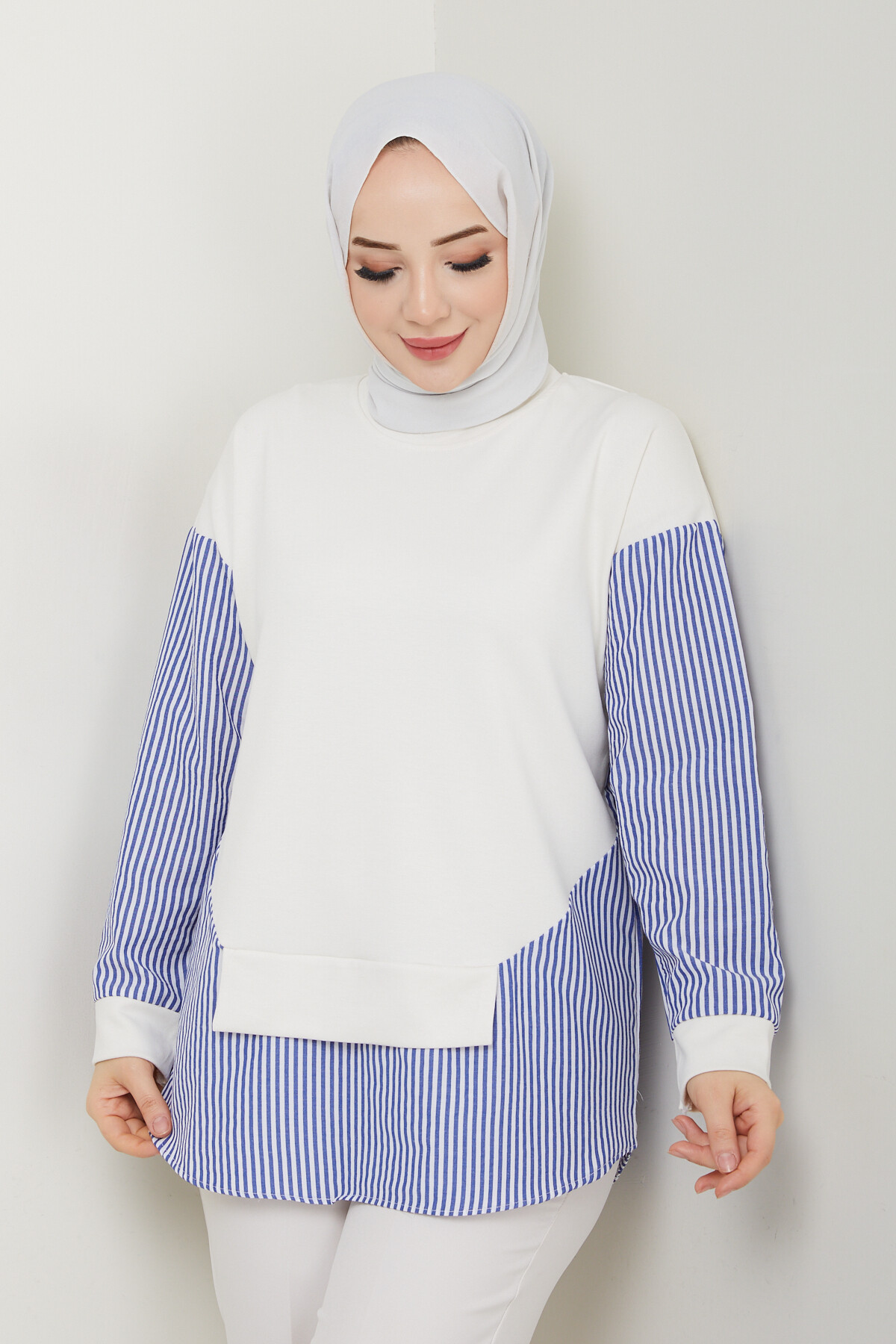 GARNİLİ CROP TUNİK-BEYAZ