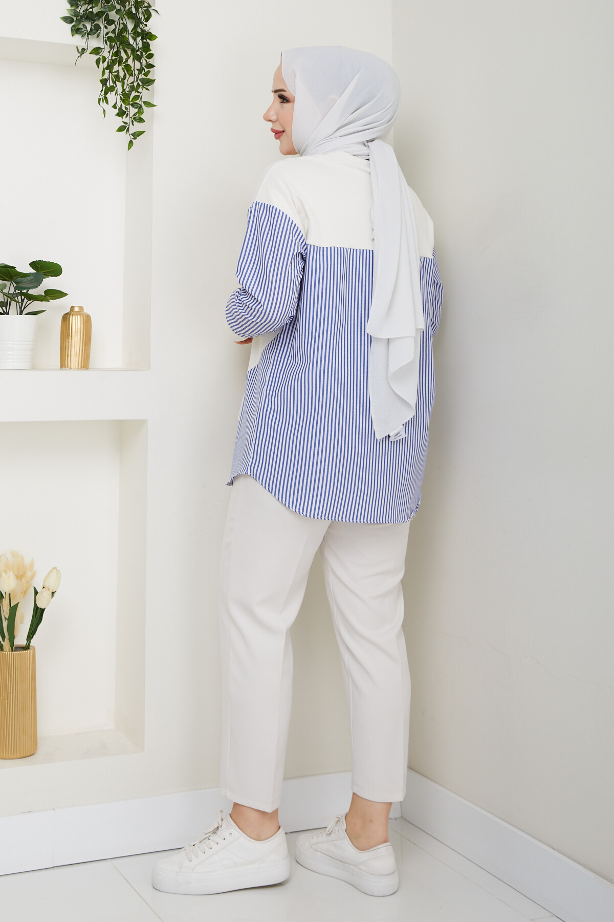 GARNİLİ CROP TUNİK-BEYAZ