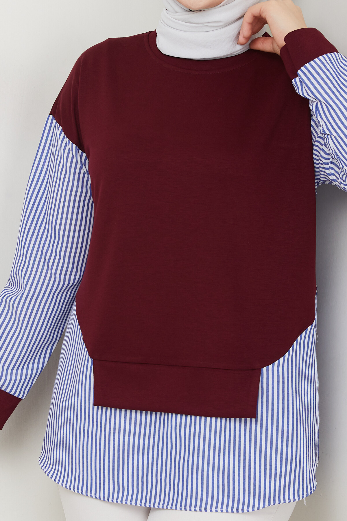 GARNİLİ CROP TUNİK-BORDO