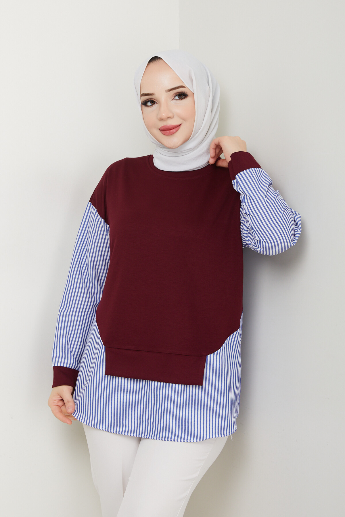 GARNİLİ CROP TUNİK-BORDO
