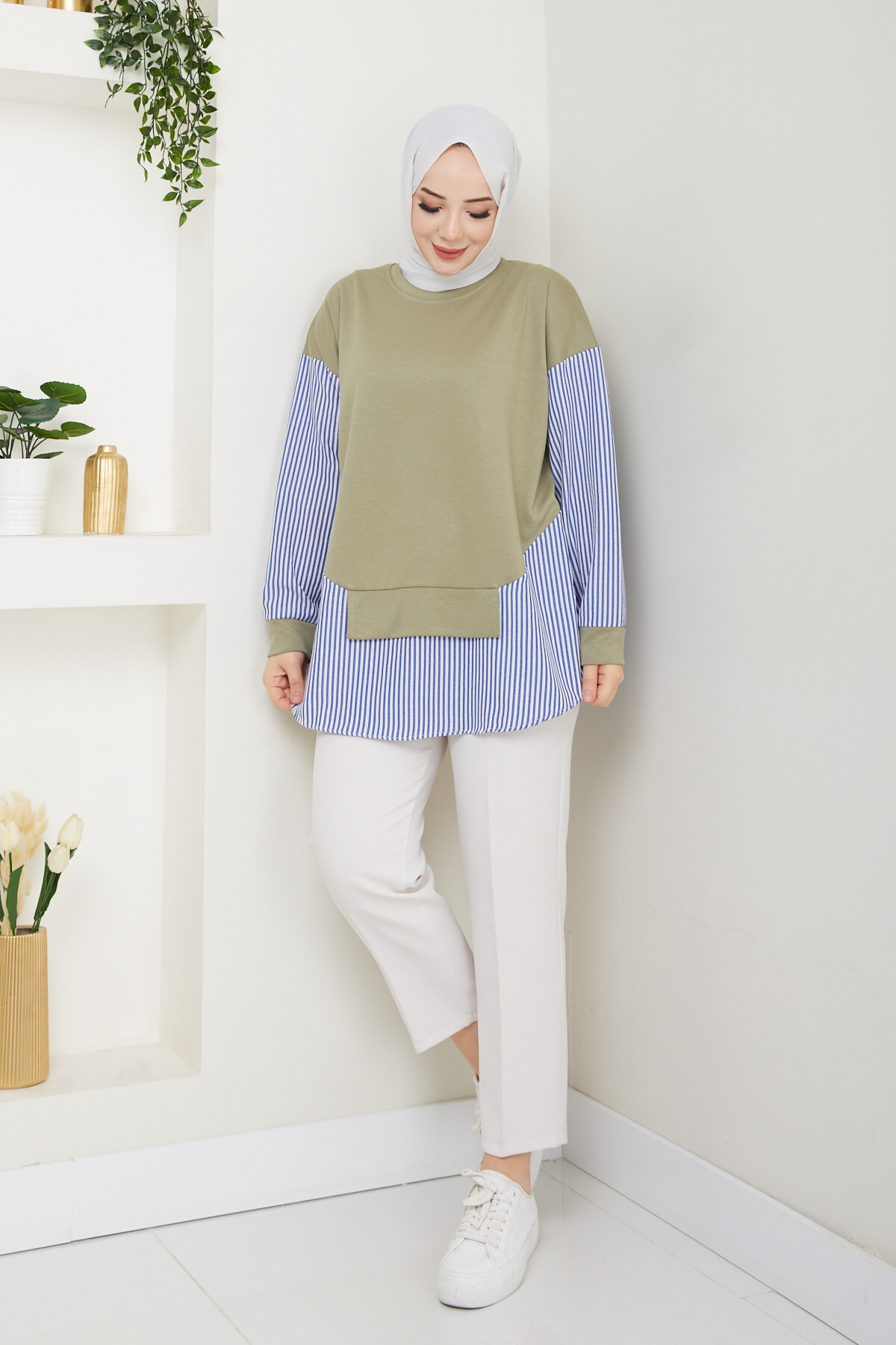 GARNİLİ CROP TUNİK-HAKİ