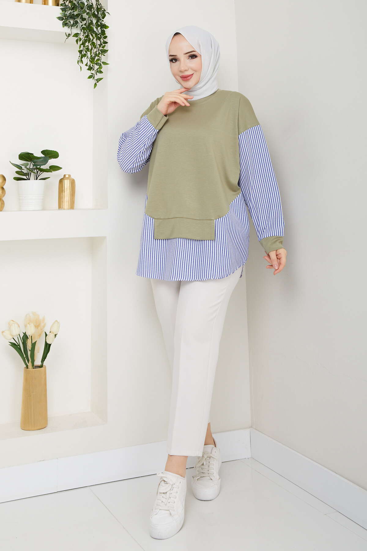 GARNİLİ CROP TUNİK-HAKİ