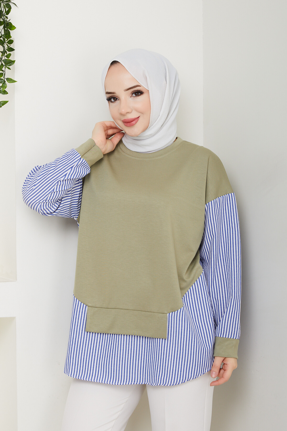 GARNİLİ CROP TUNİK-HAKİ