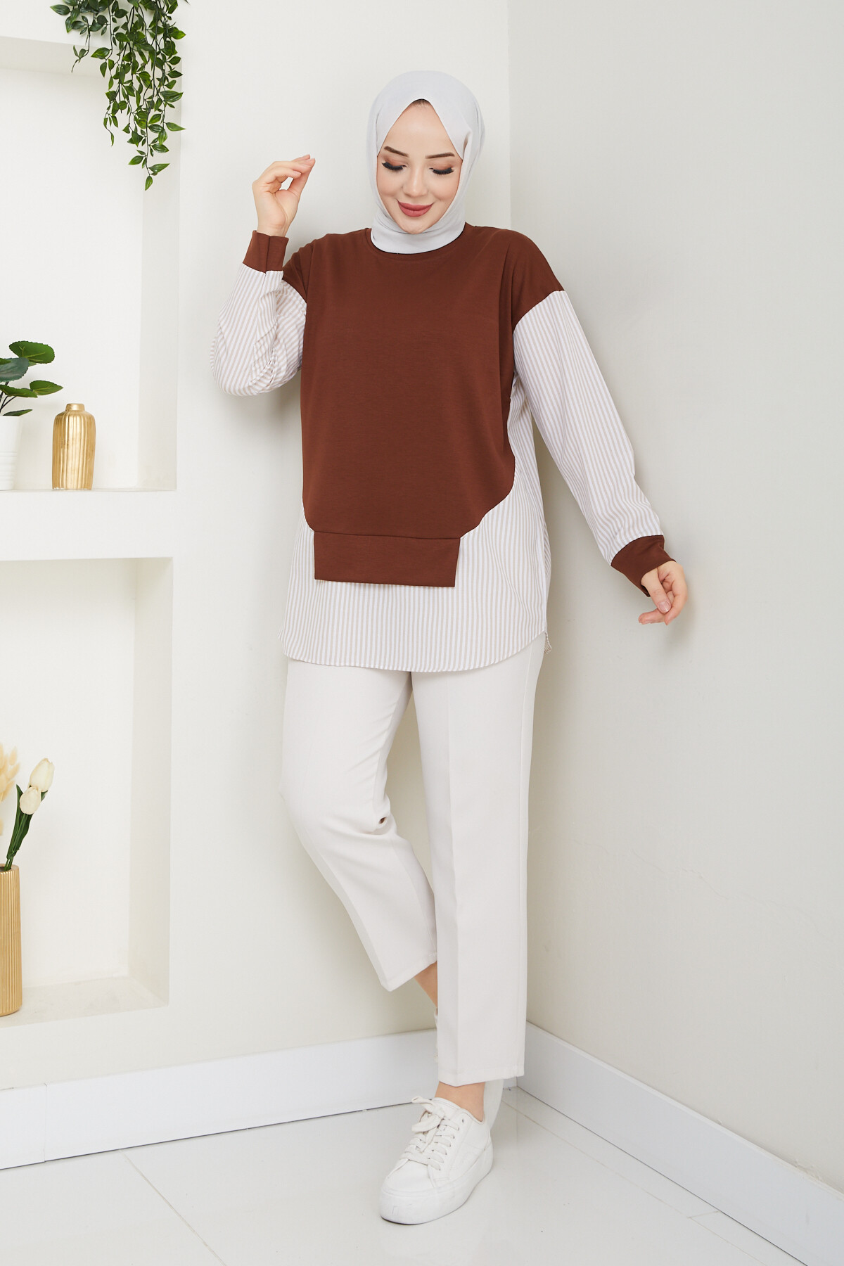 GARNİLİ CROP TUNİK-KİREMİT