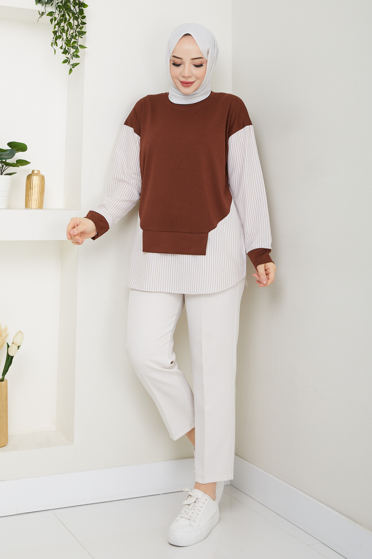 GARNİLİ CROP TUNİK-KİREMİT