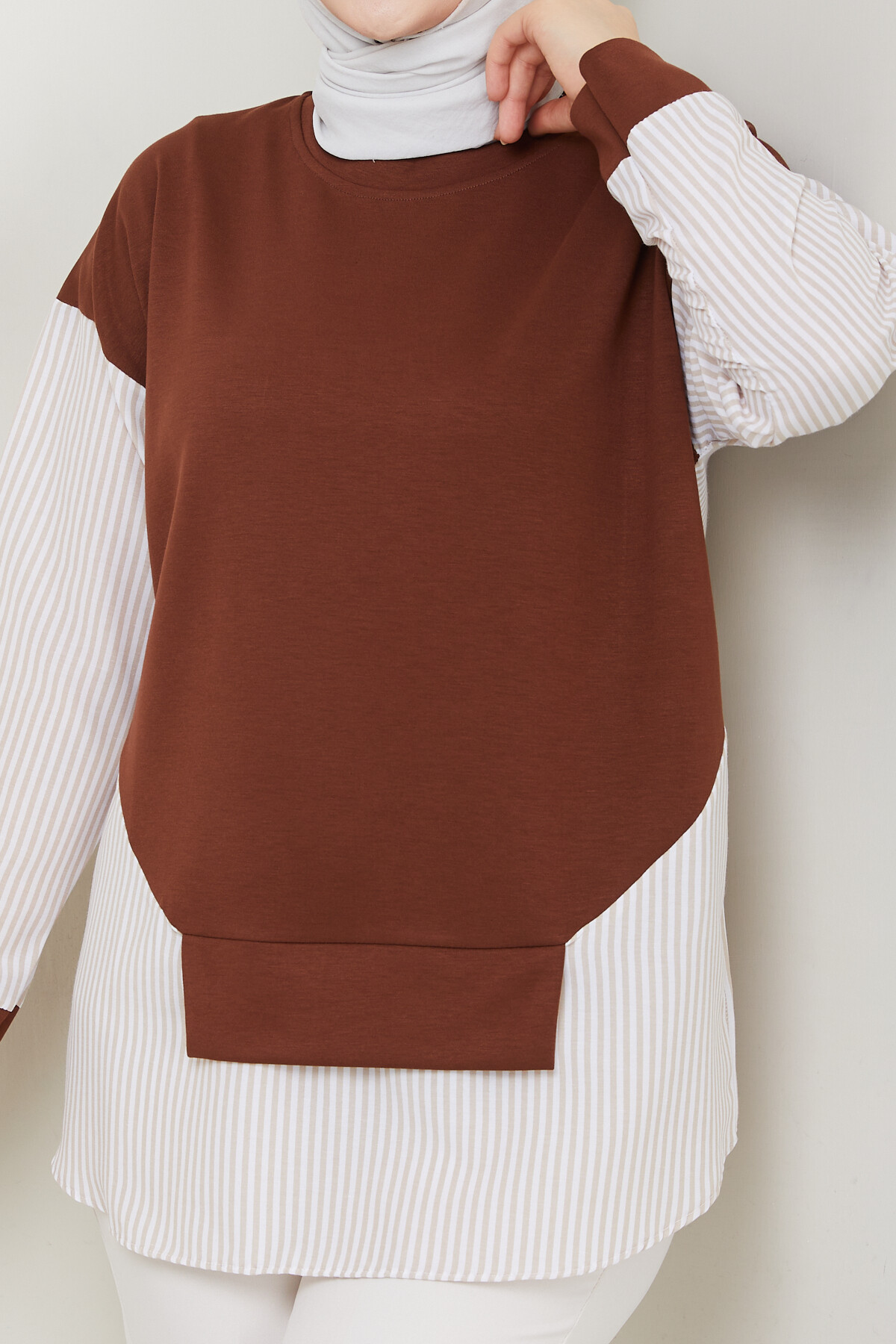 GARNİLİ CROP TUNİK-KİREMİT