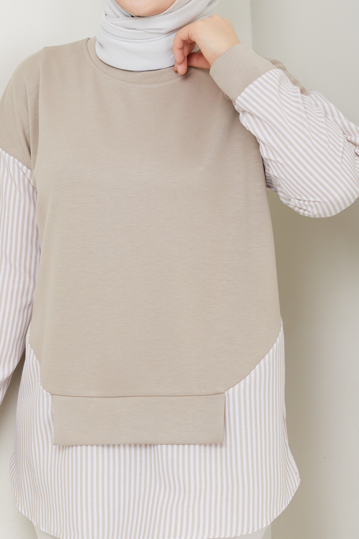 GARNİLİ CROP TUNİK-KREM