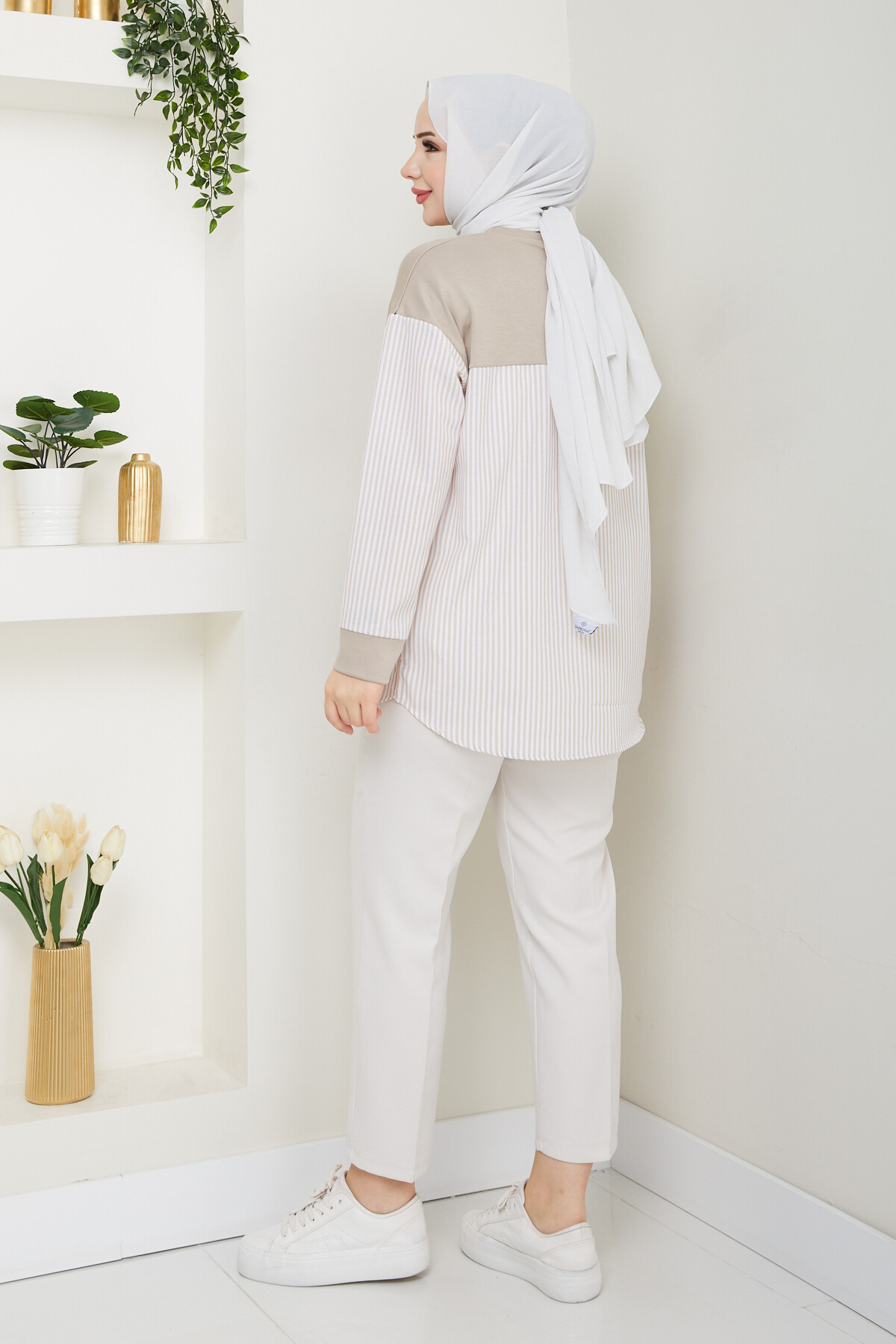 GARNİLİ CROP TUNİK-KREM