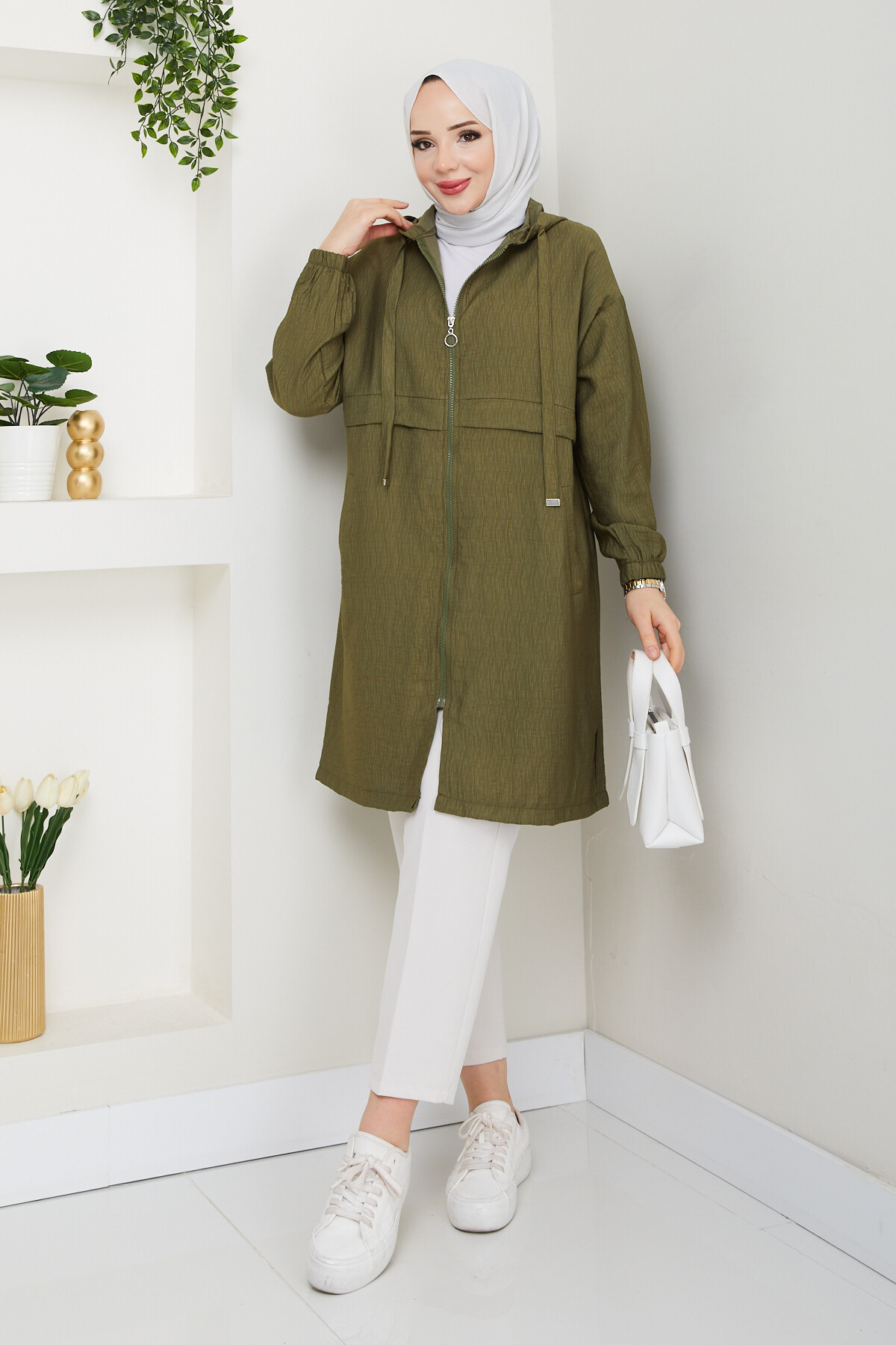 KAPŞONLU FERMUARLI KAP-HAKİ