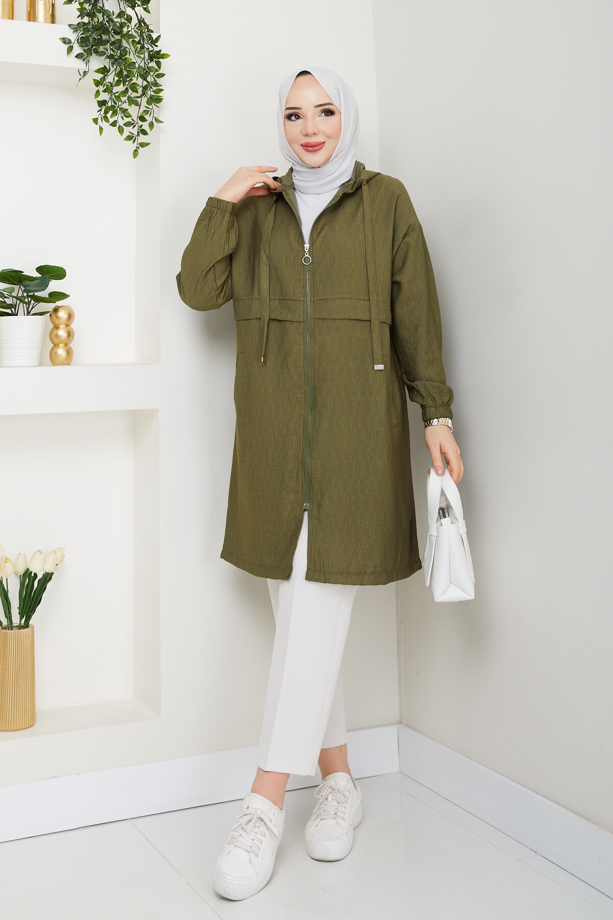 KAPŞONLU FERMUARLI KAP-HAKİ