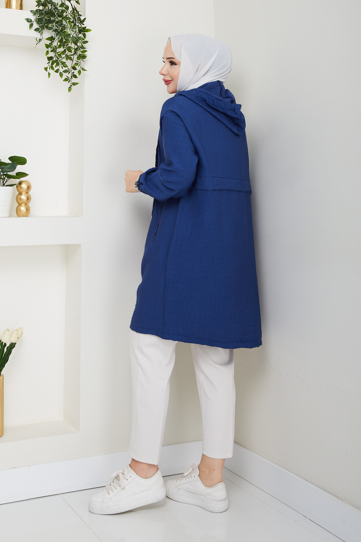 KAPŞONLU FERMUARLI KAP-SAKS MAVİ