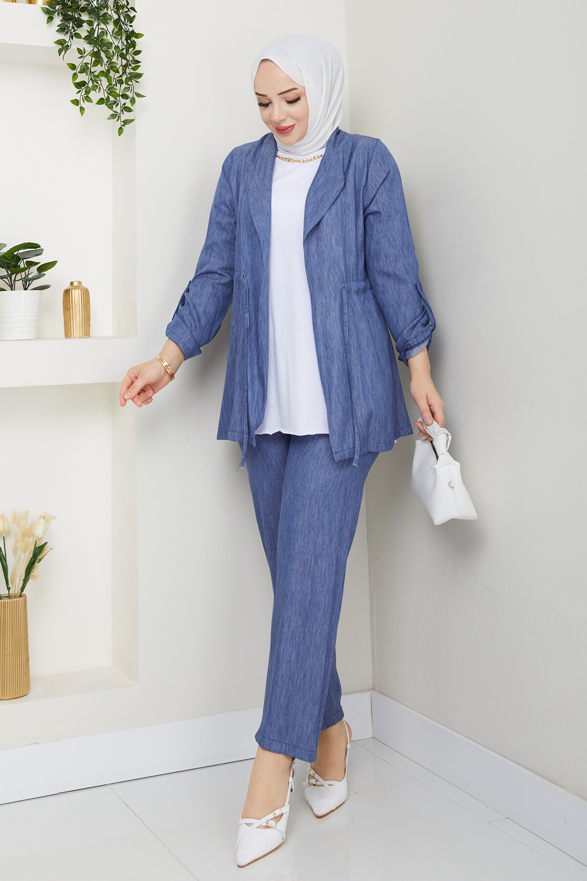 KOL APOLETLİ BELİ TÜNEL DETAY TAKIM- MAVİ