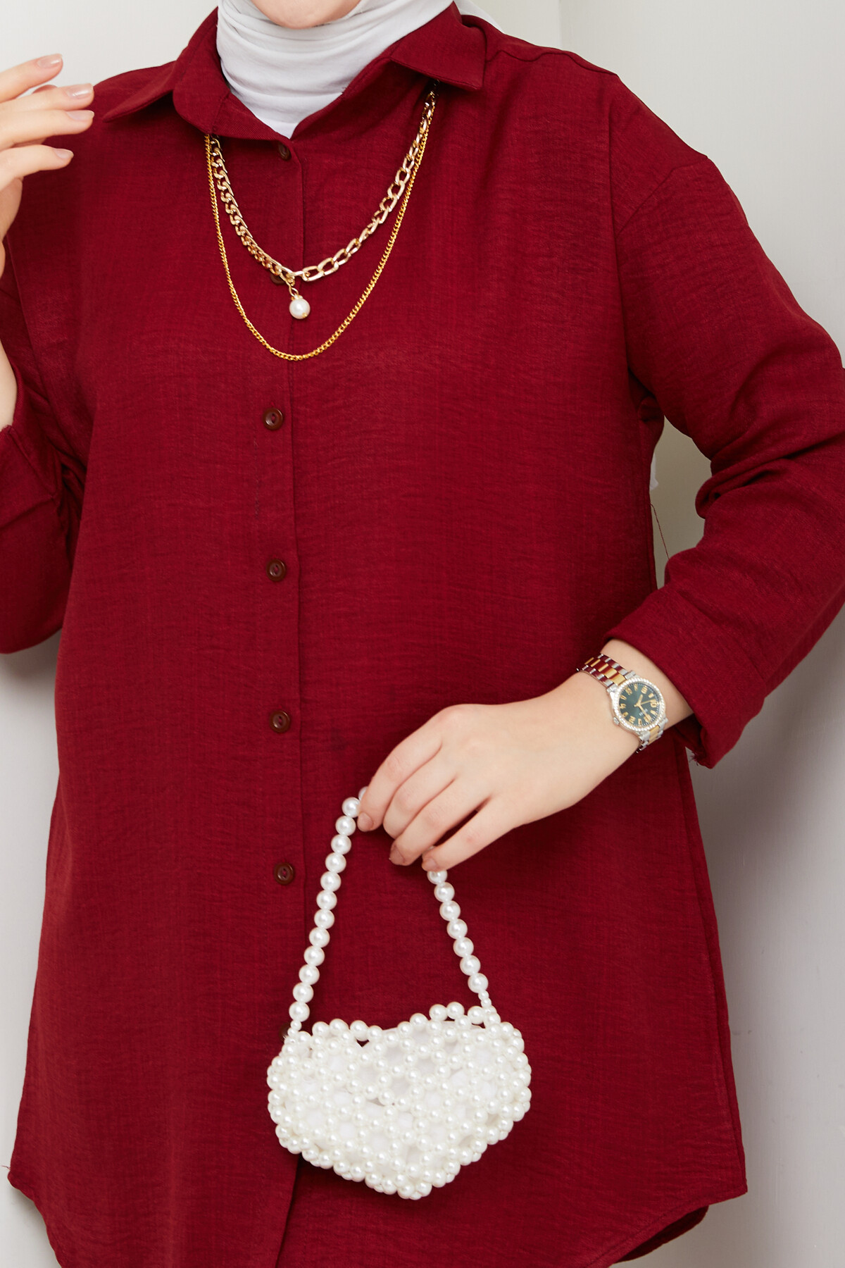 KOLYELİ KETEN TAKIM-BORDO