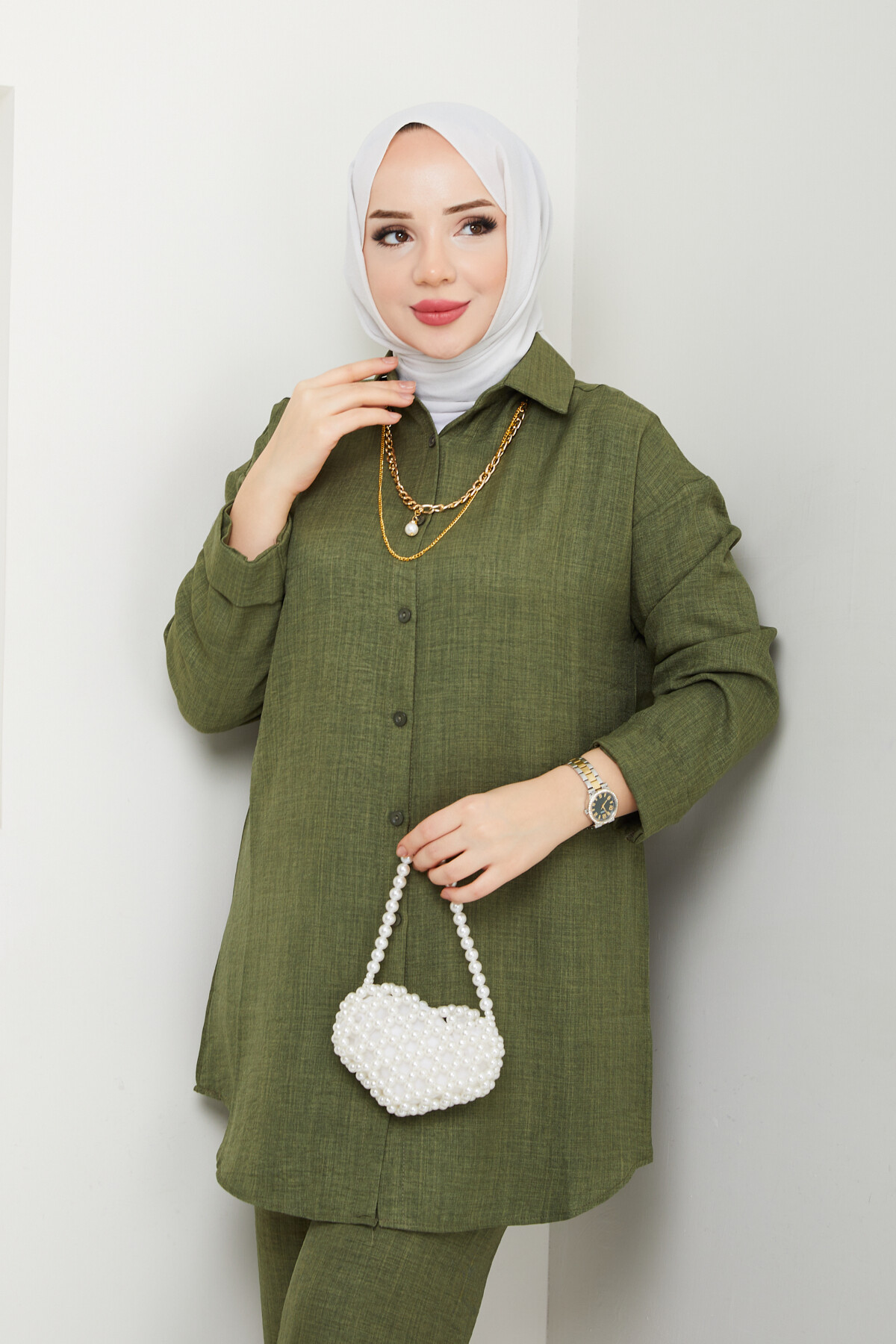 KOLYELİ KETEN TAKIM-HAKİ