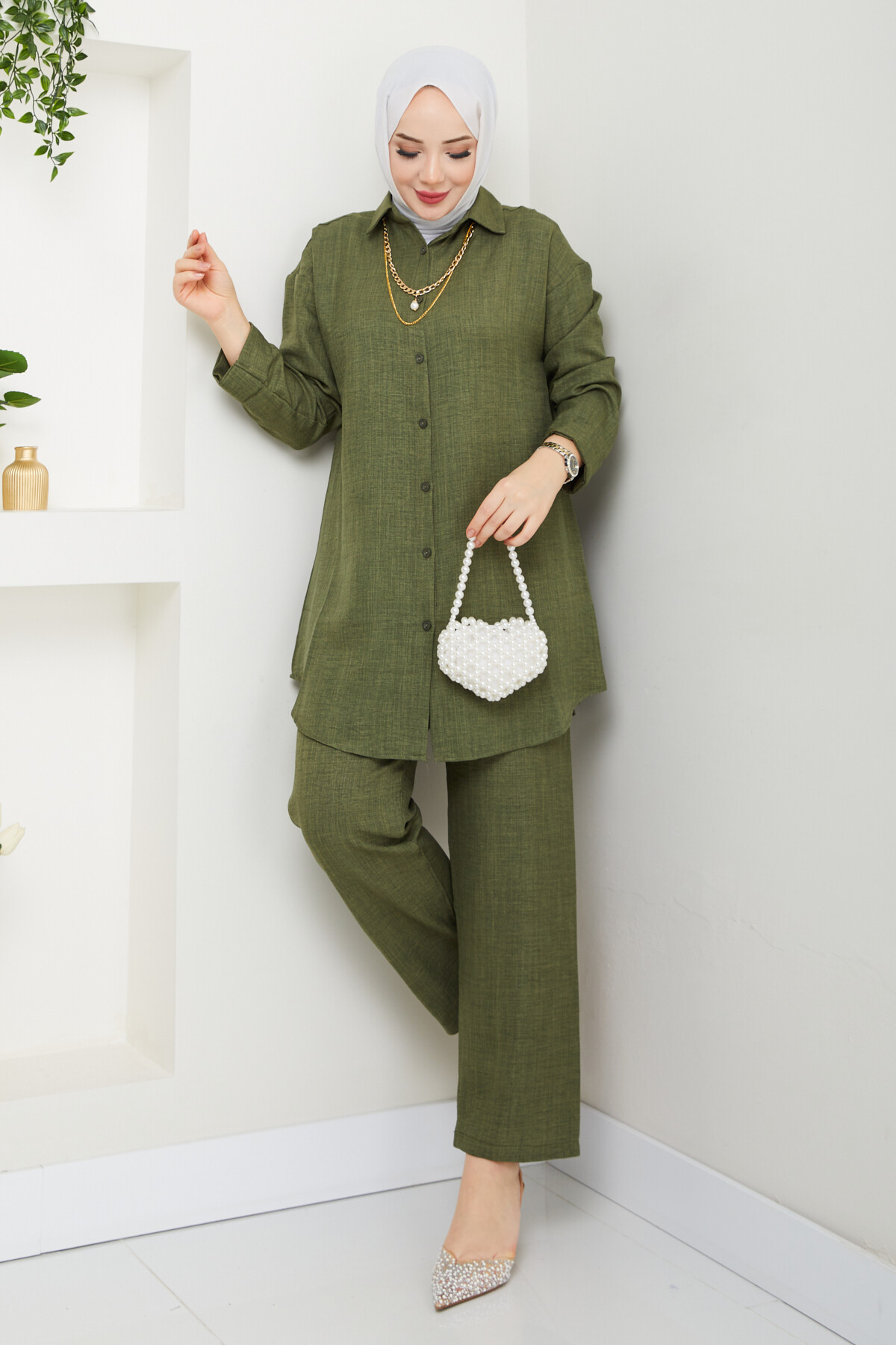 KOLYELİ KETEN TAKIM-HAKİ