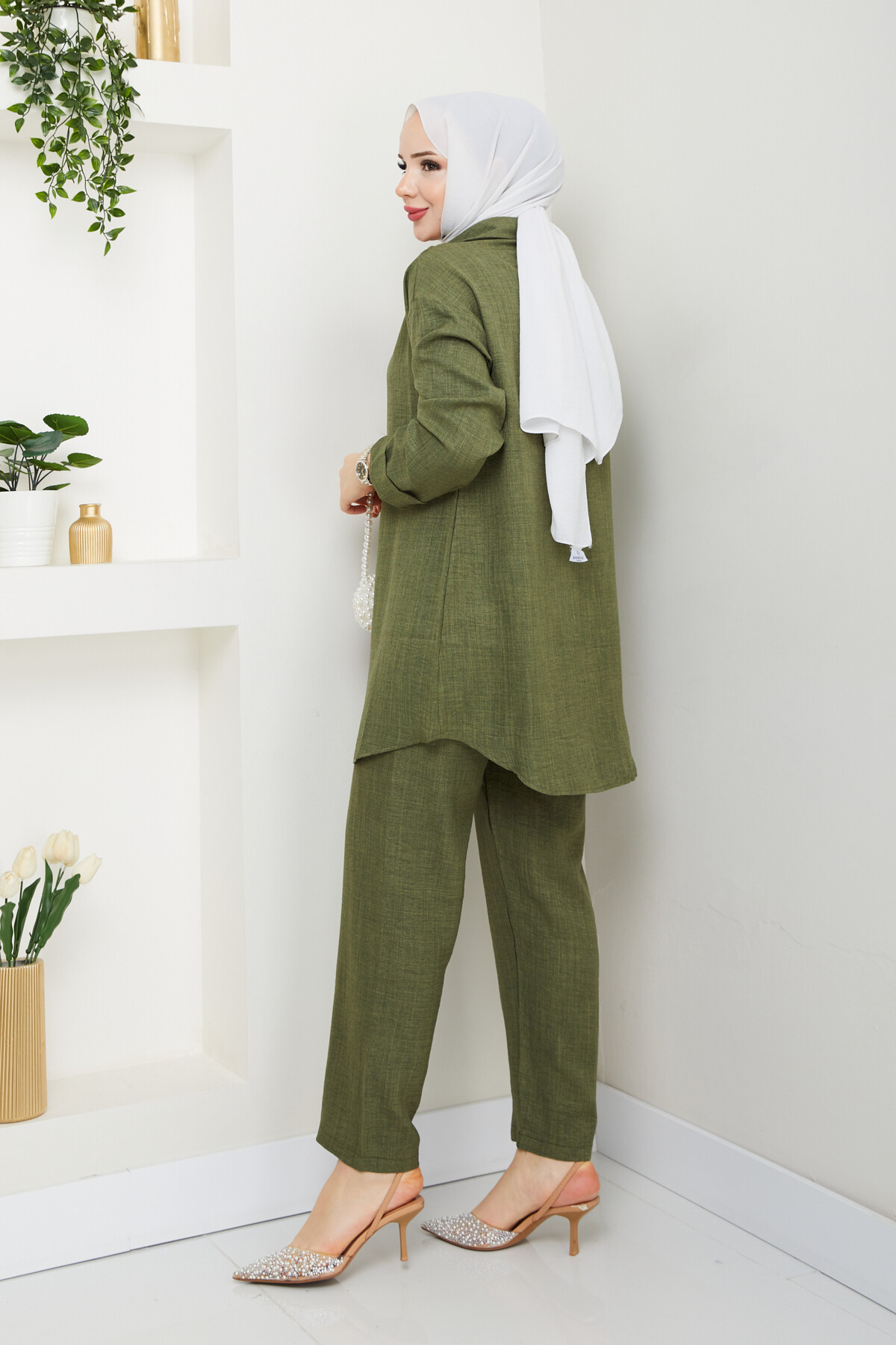 KOLYELİ KETEN TAKIM-HAKİ