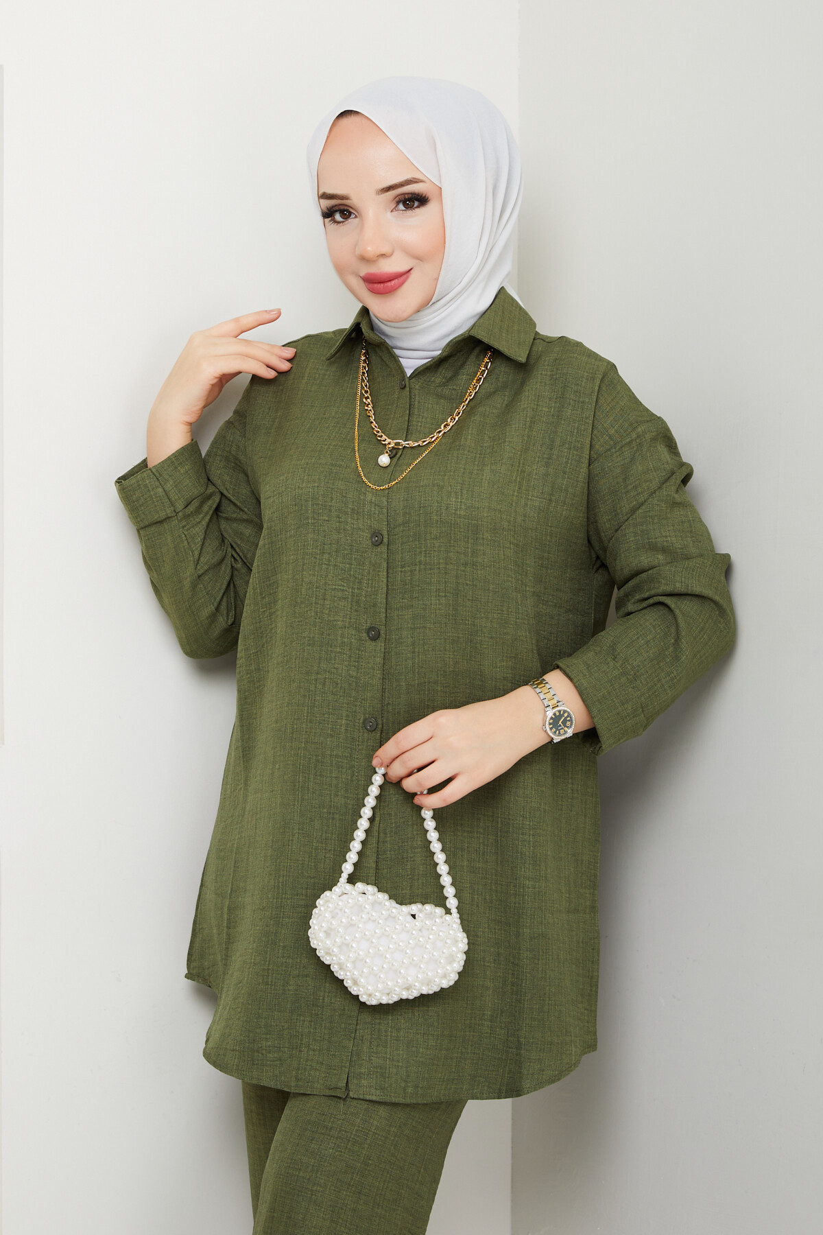 KOLYELİ KETEN TAKIM-HAKİ