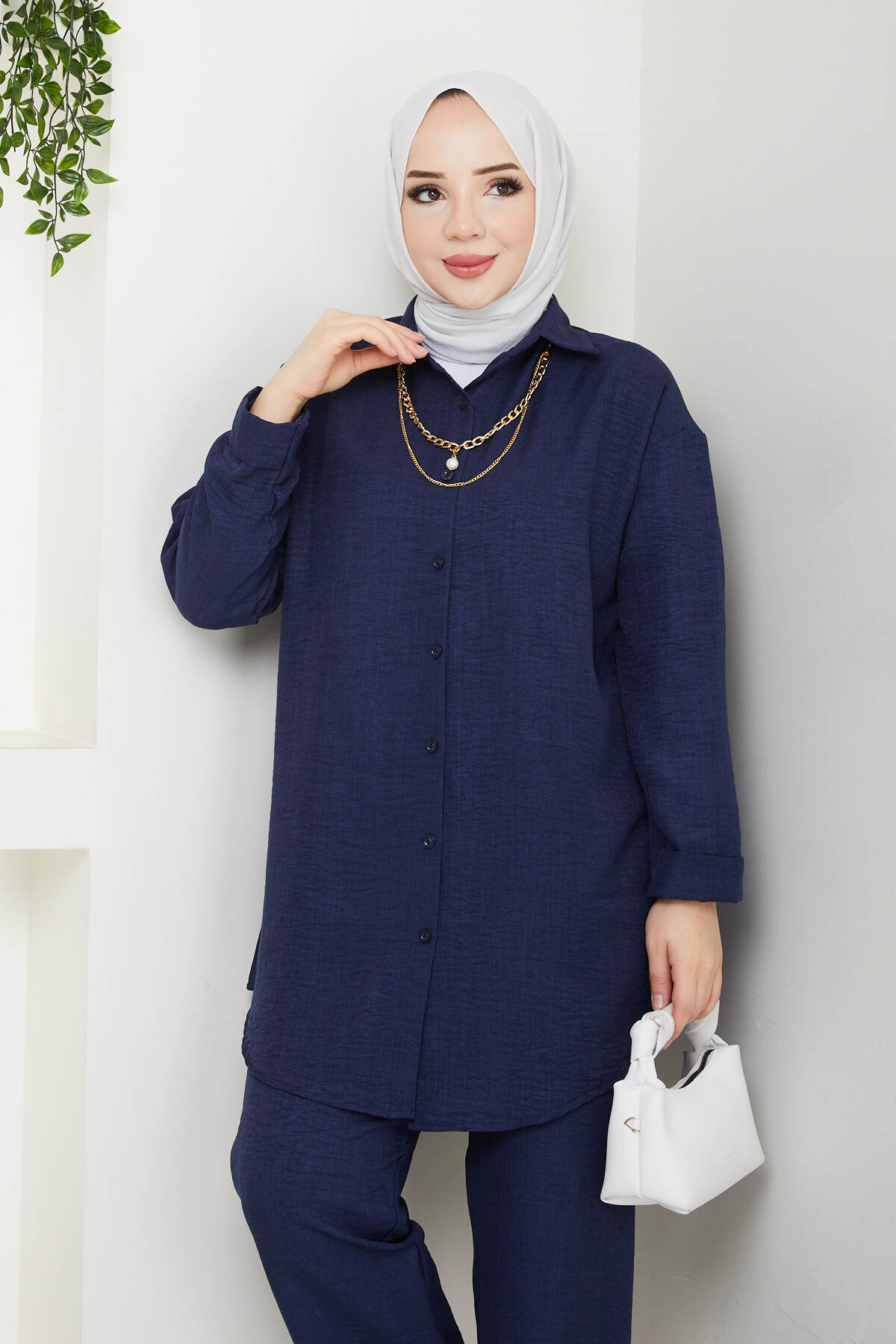 KOLYELİ KETEN TAKIM-LACİVERT