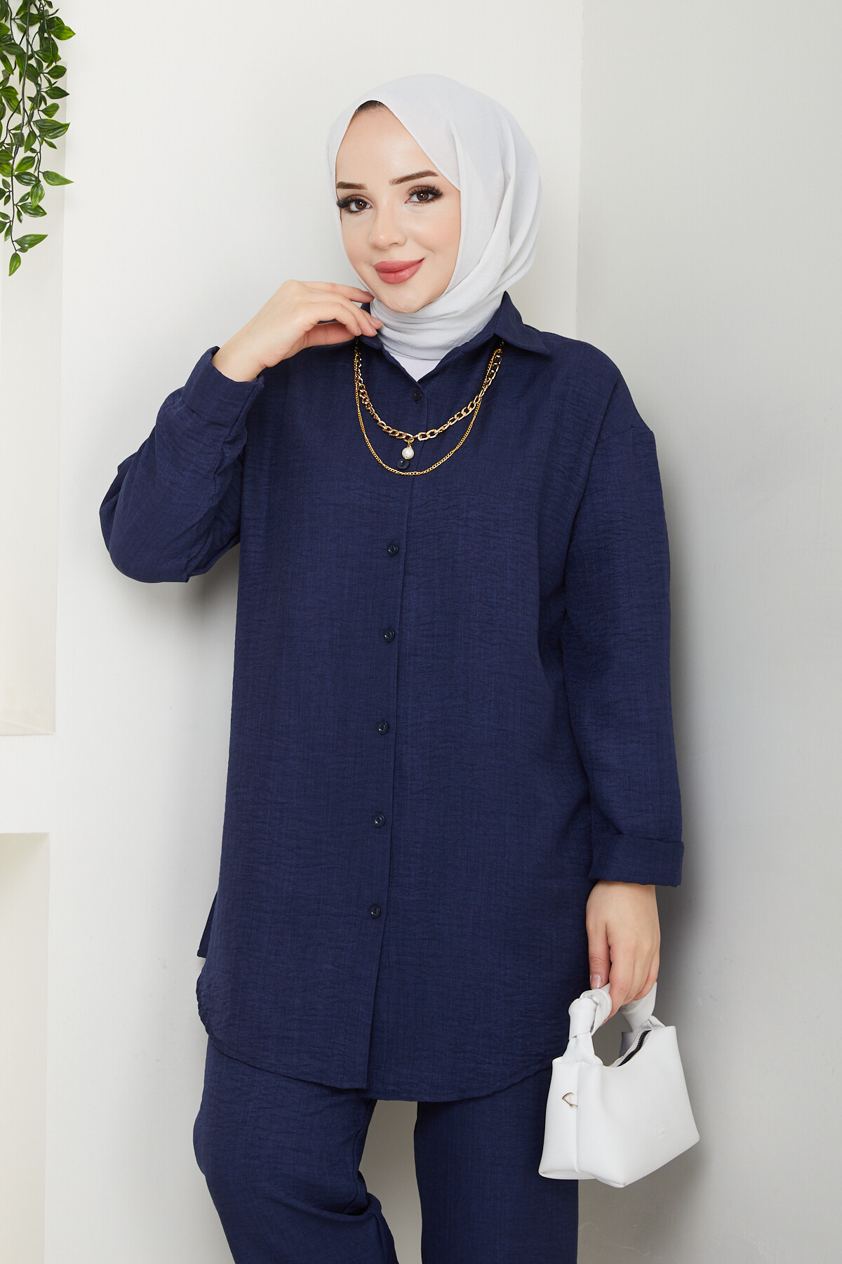 KOLYELİ KETEN TAKIM-LACİVERT