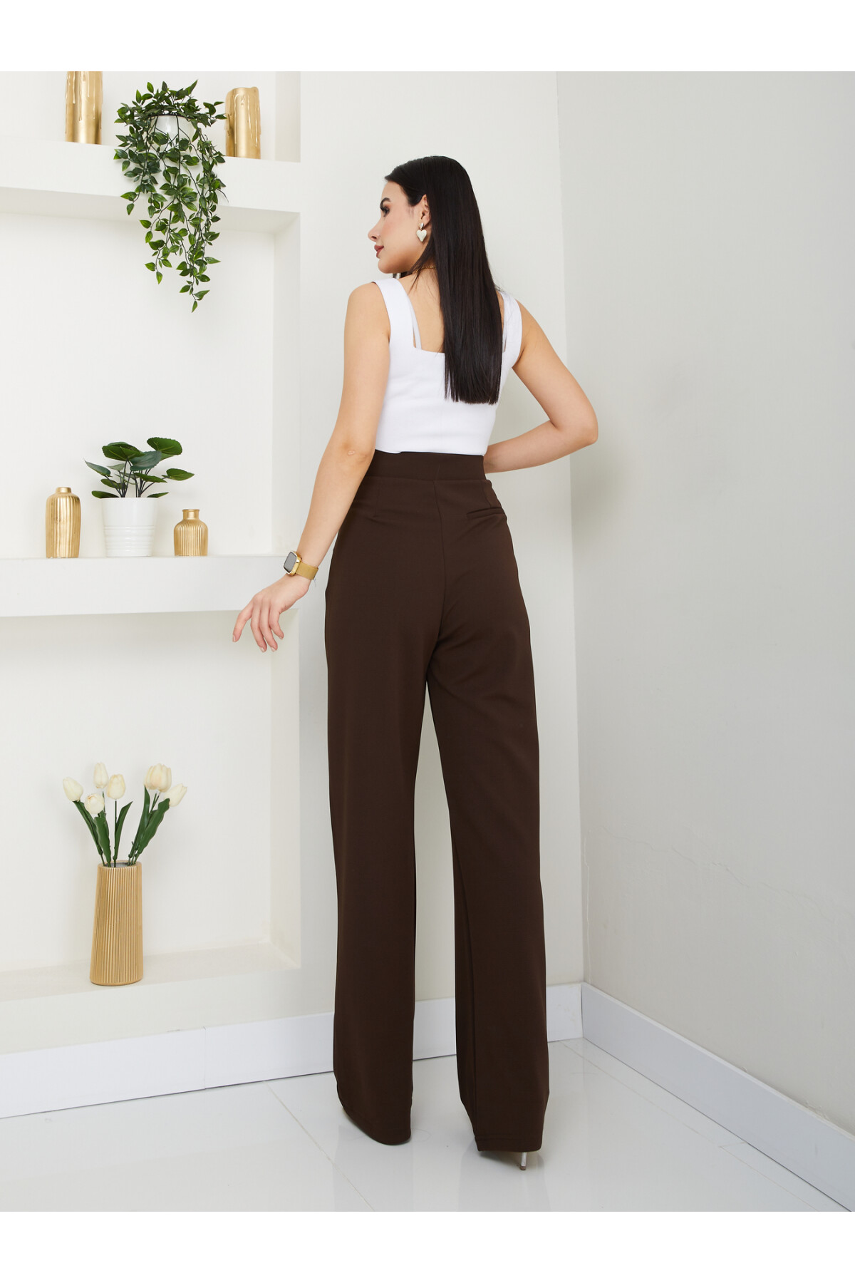 LİKRALI CIRTLI PALAZZO-ACI KAHVE