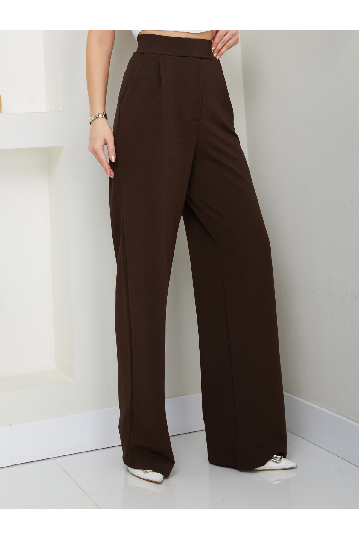 LİKRALI CIRTLI PALAZZO-ACI KAHVE