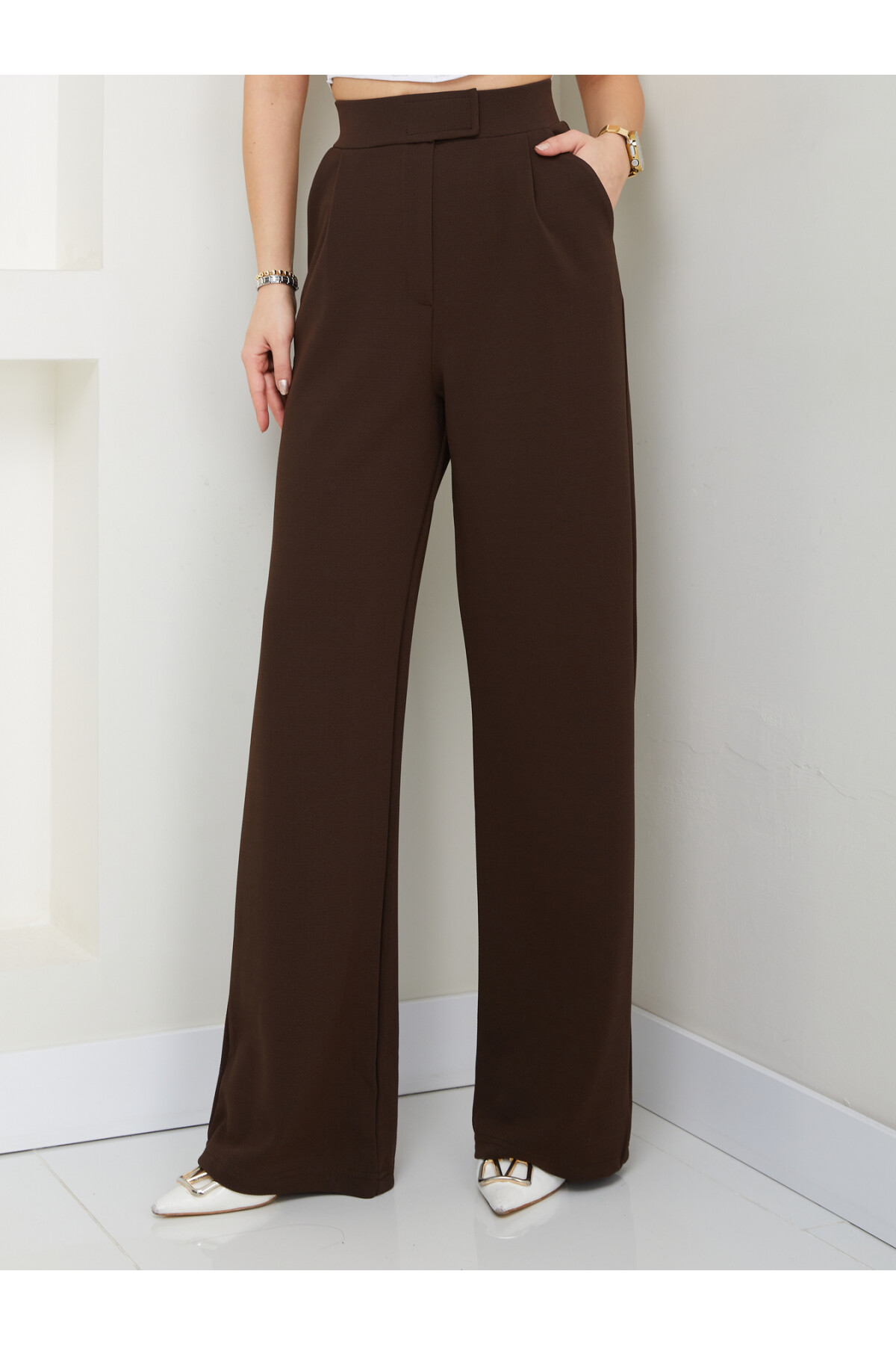 LİKRALI CIRTLI PALAZZO-ACI KAHVE