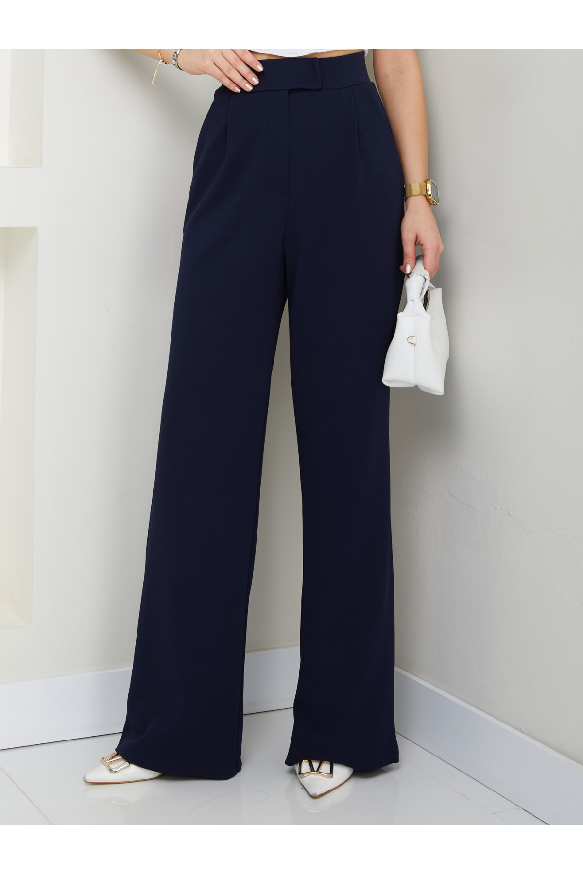 LİKRALI CIRTLI PALAZZO-LACİVERT