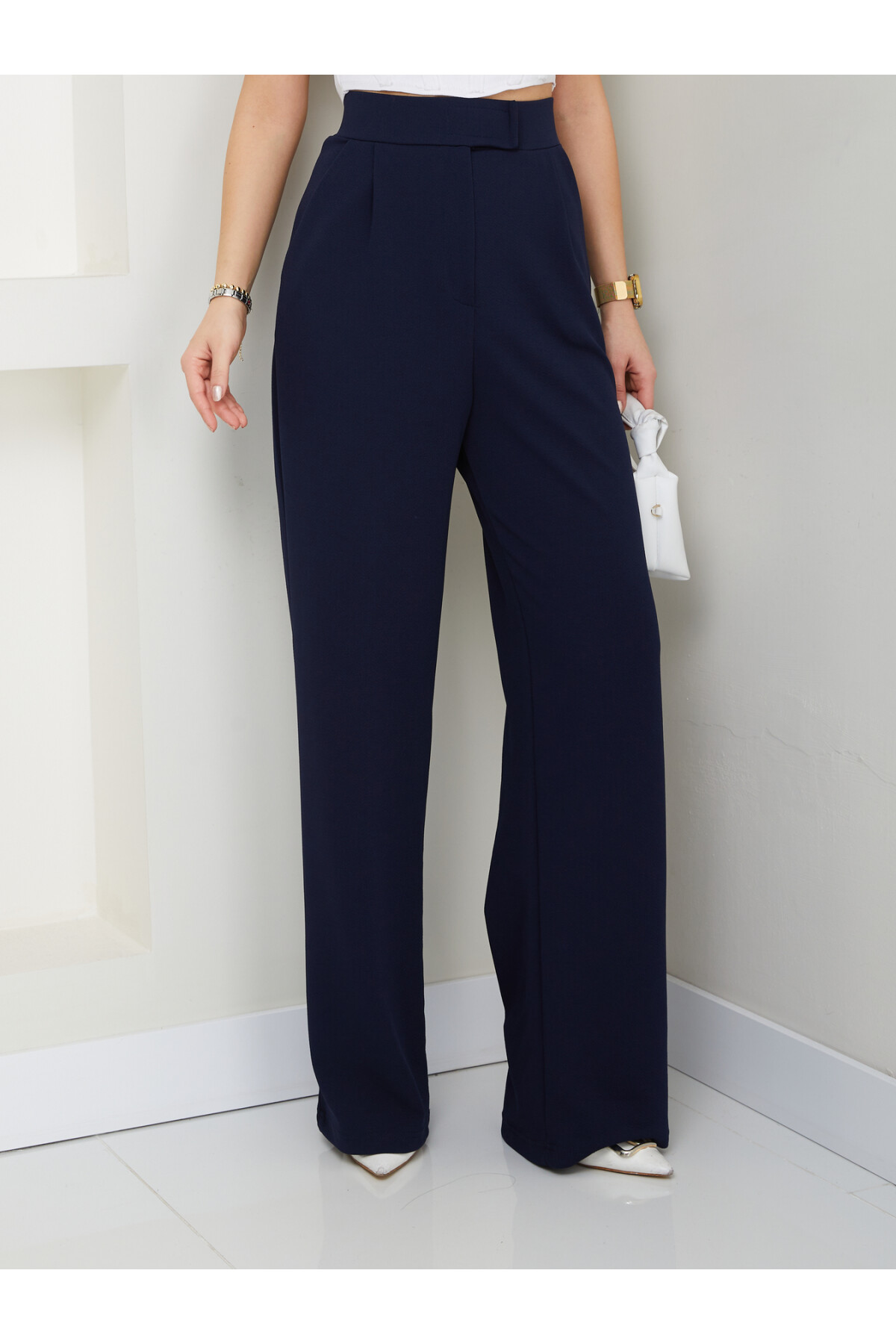 LİKRALI CIRTLI PALAZZO-LACİVERT