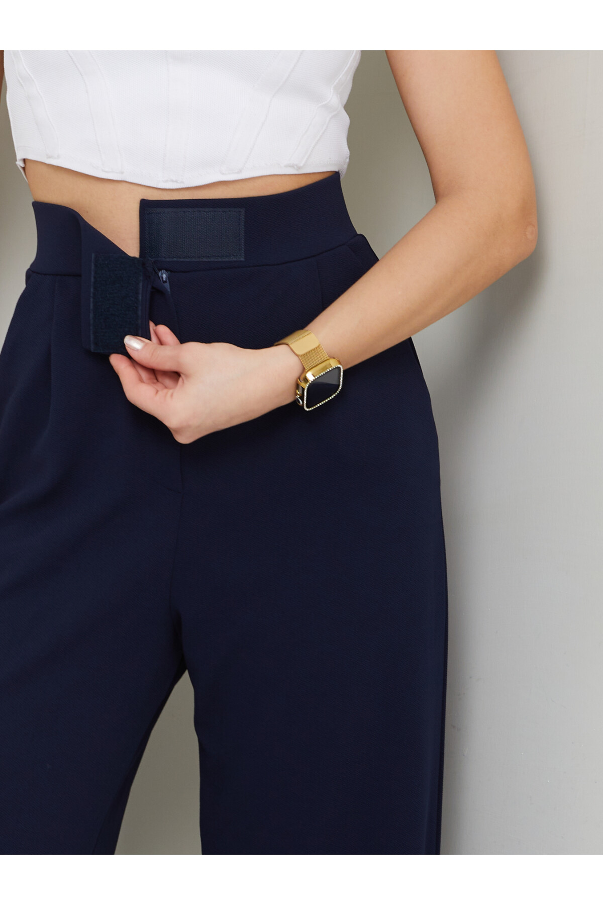 LİKRALI CIRTLI PALAZZO-LACİVERT