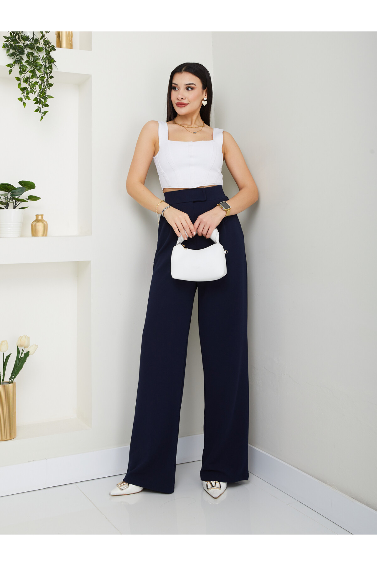 LİKRALI CIRTLI PALAZZO-LACİVERT