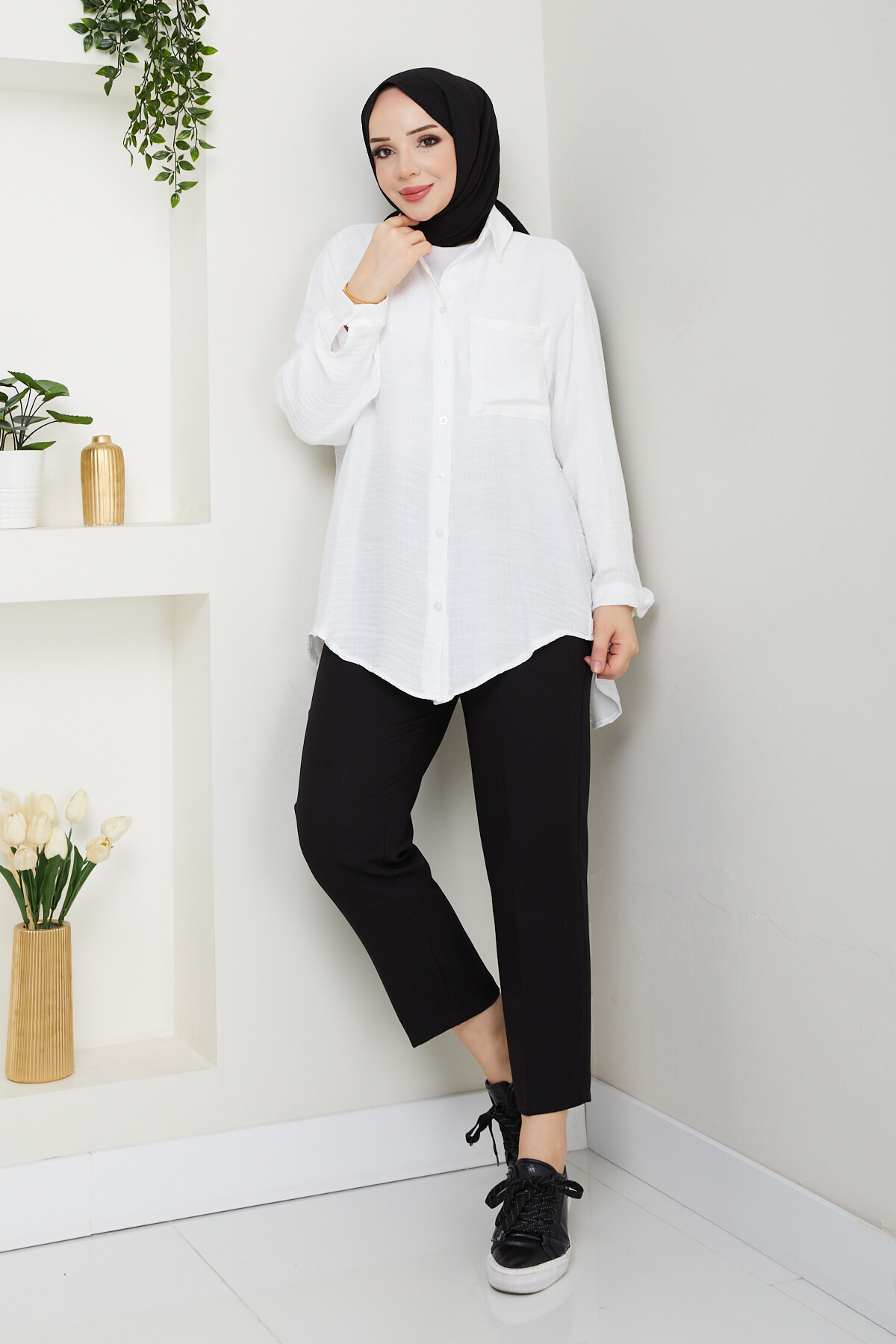 LUNA KETEN GÖMLEK-BEYAZ