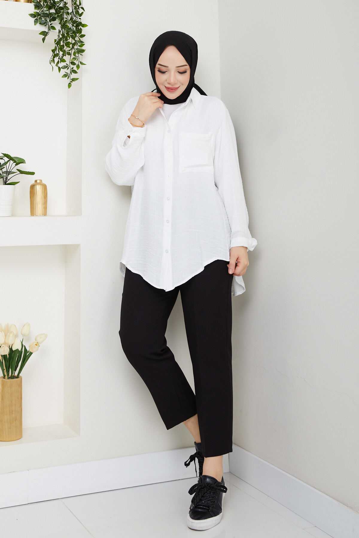 LUNA KETEN GÖMLEK-BEYAZ