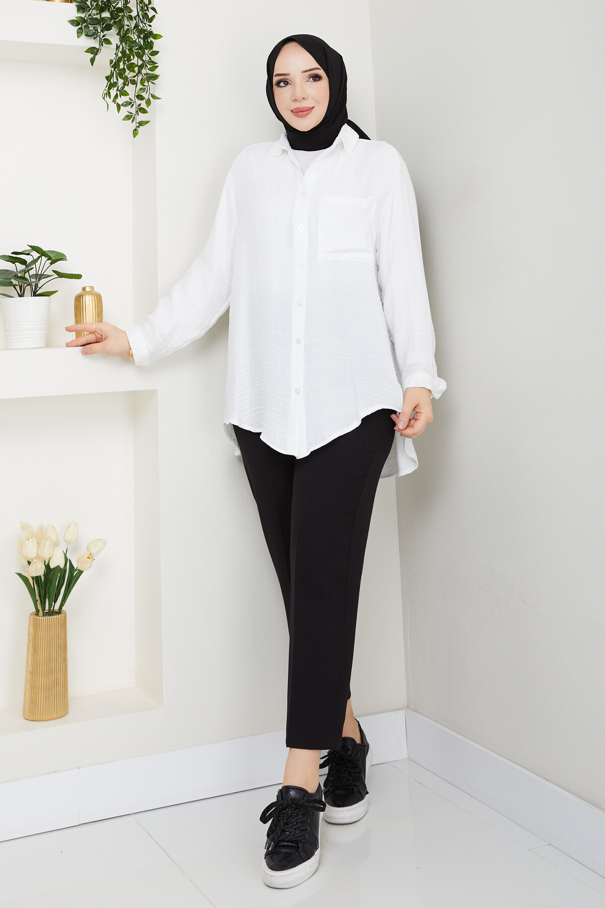 LUNA KETEN GÖMLEK-BEYAZ