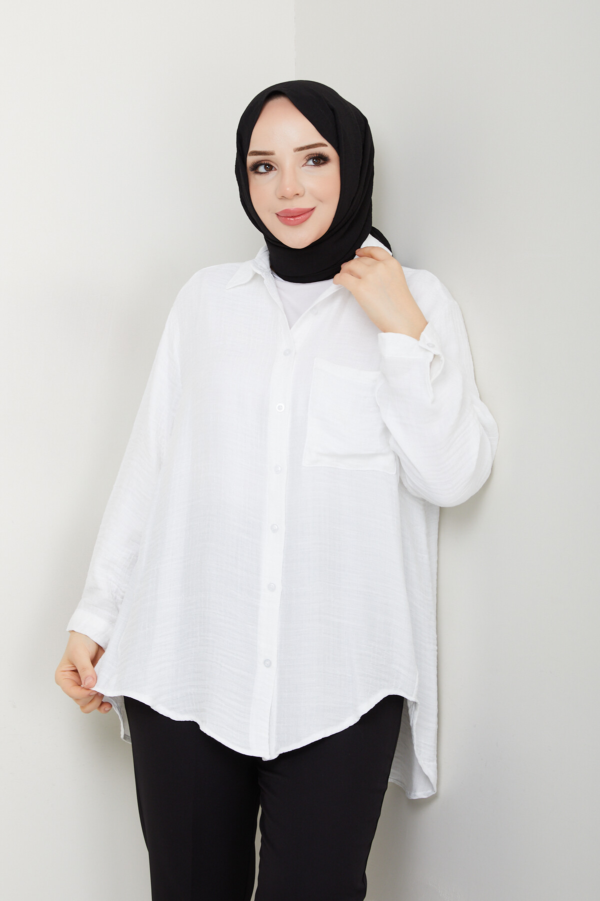 LUNA KETEN GÖMLEK-BEYAZ