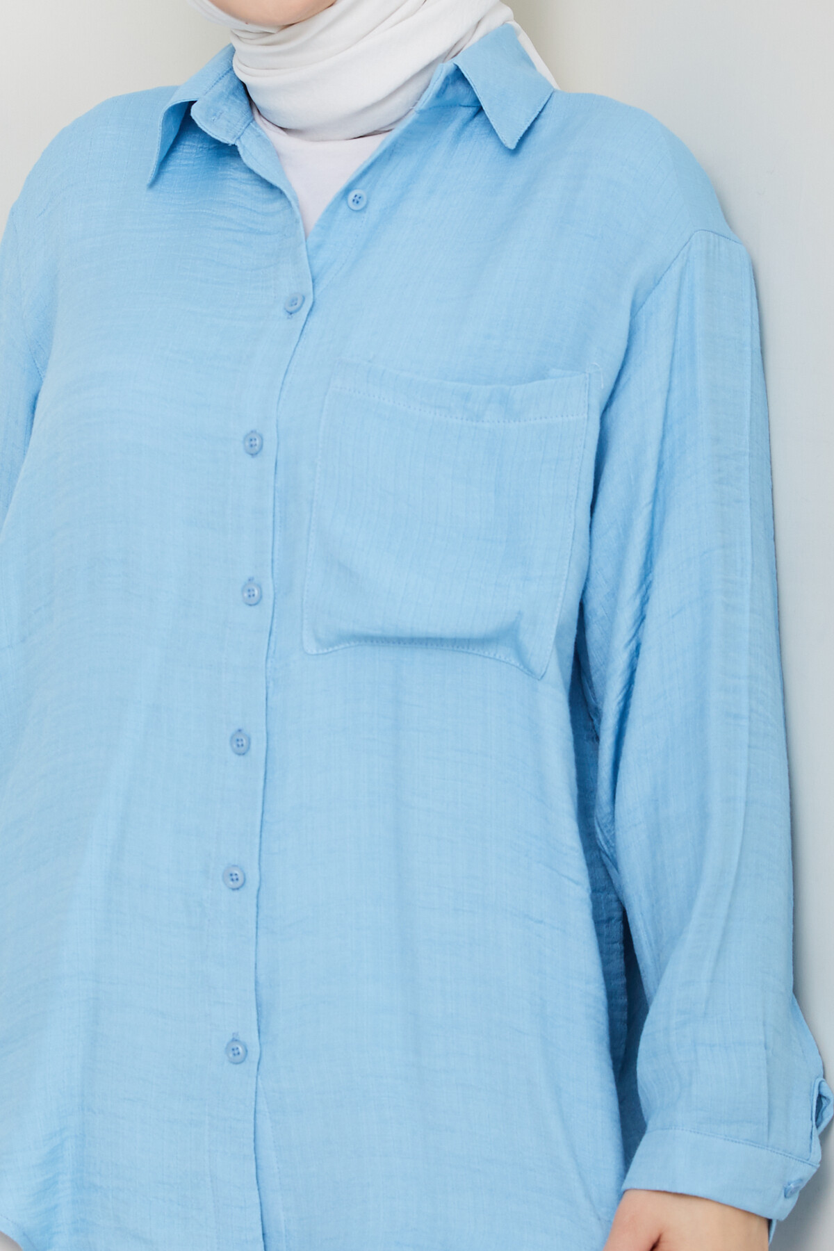 LUNA KETEN GÖMLEK-MAVİ