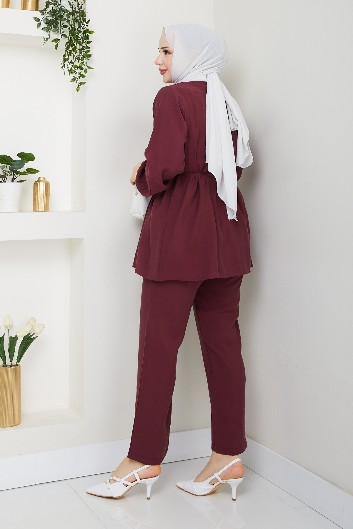 NERVÜR DİKİŞLİ DETAYLI TAKIM-BORDO