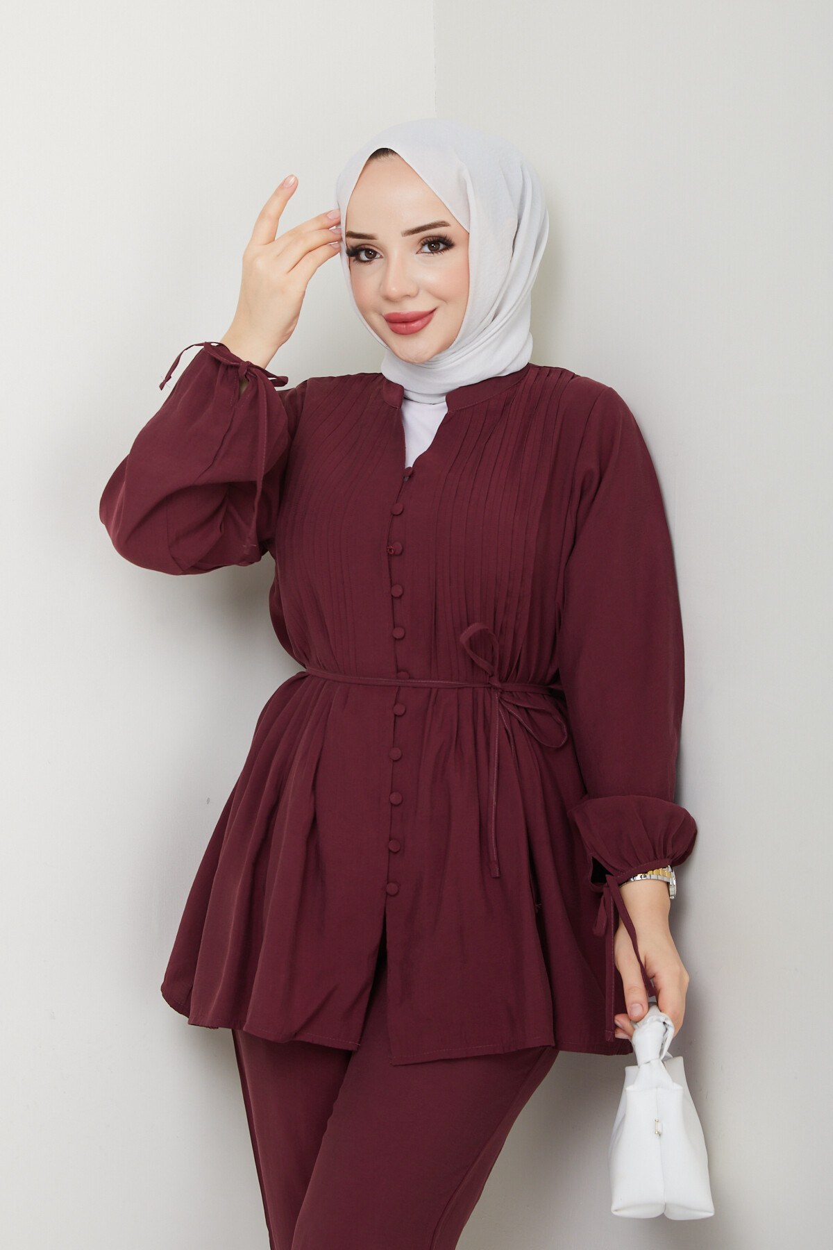 NERVÜR DİKİŞLİ DETAYLI TAKIM-BORDO