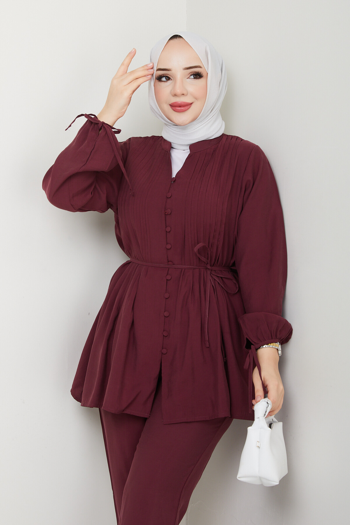 NERVÜR DİKİŞLİ DETAYLI TAKIM-BORDO