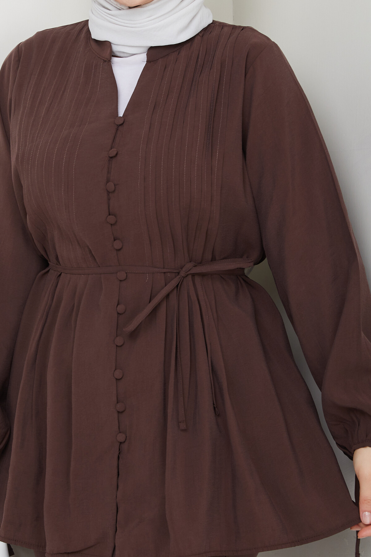 NERVÜR DİKİŞLİ DETAYLI TAKIM-KAHVE