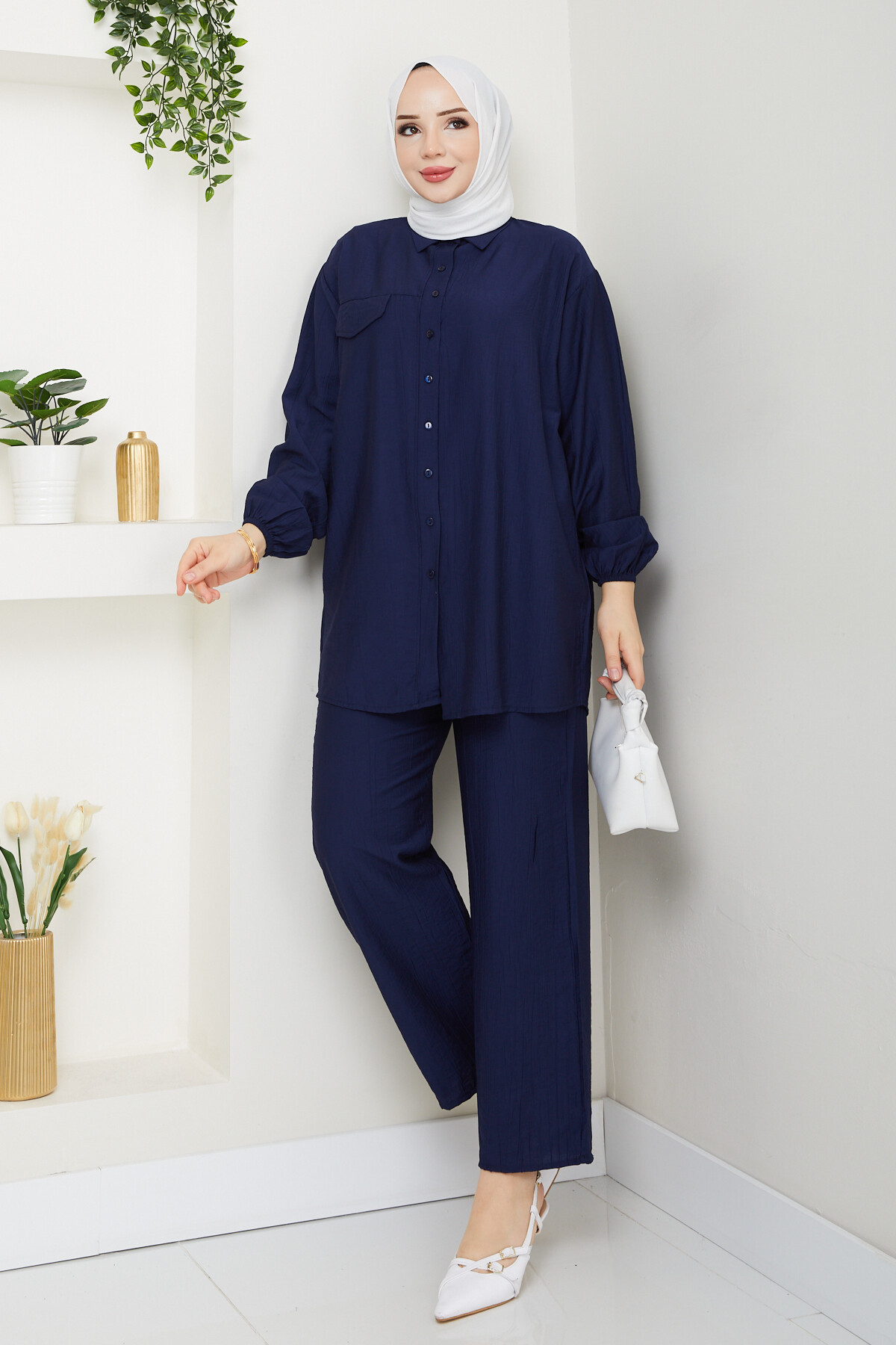 ÇLK SÜS CEP DETAYLI TAKIM - LACİVERT