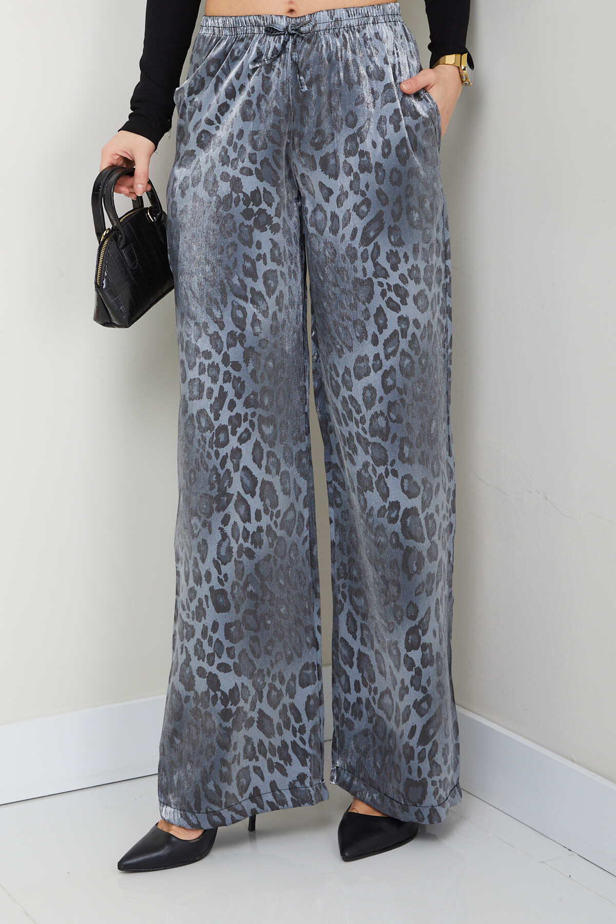 PARLAK ZEBRA PANTALON-GRİ