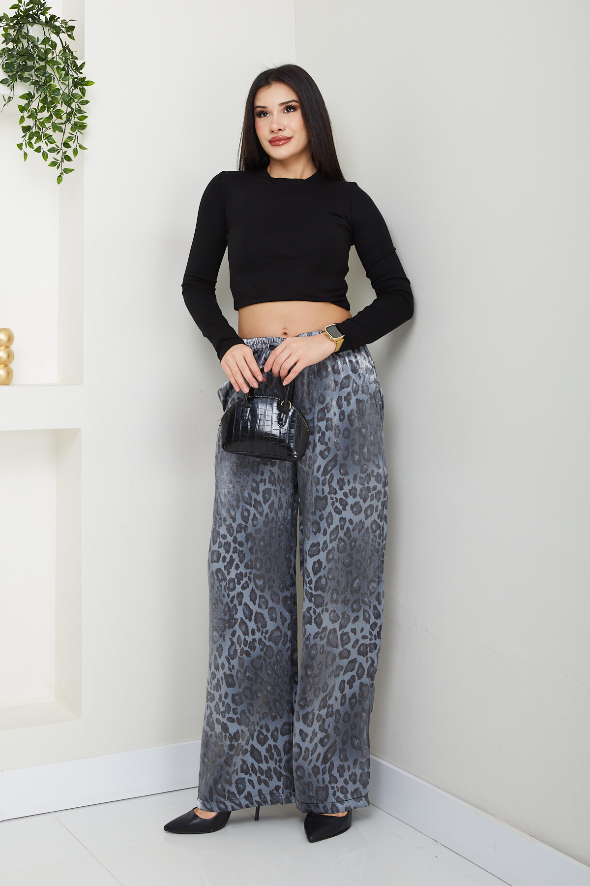 PARLAK ZEBRA PANTALON-GRİ